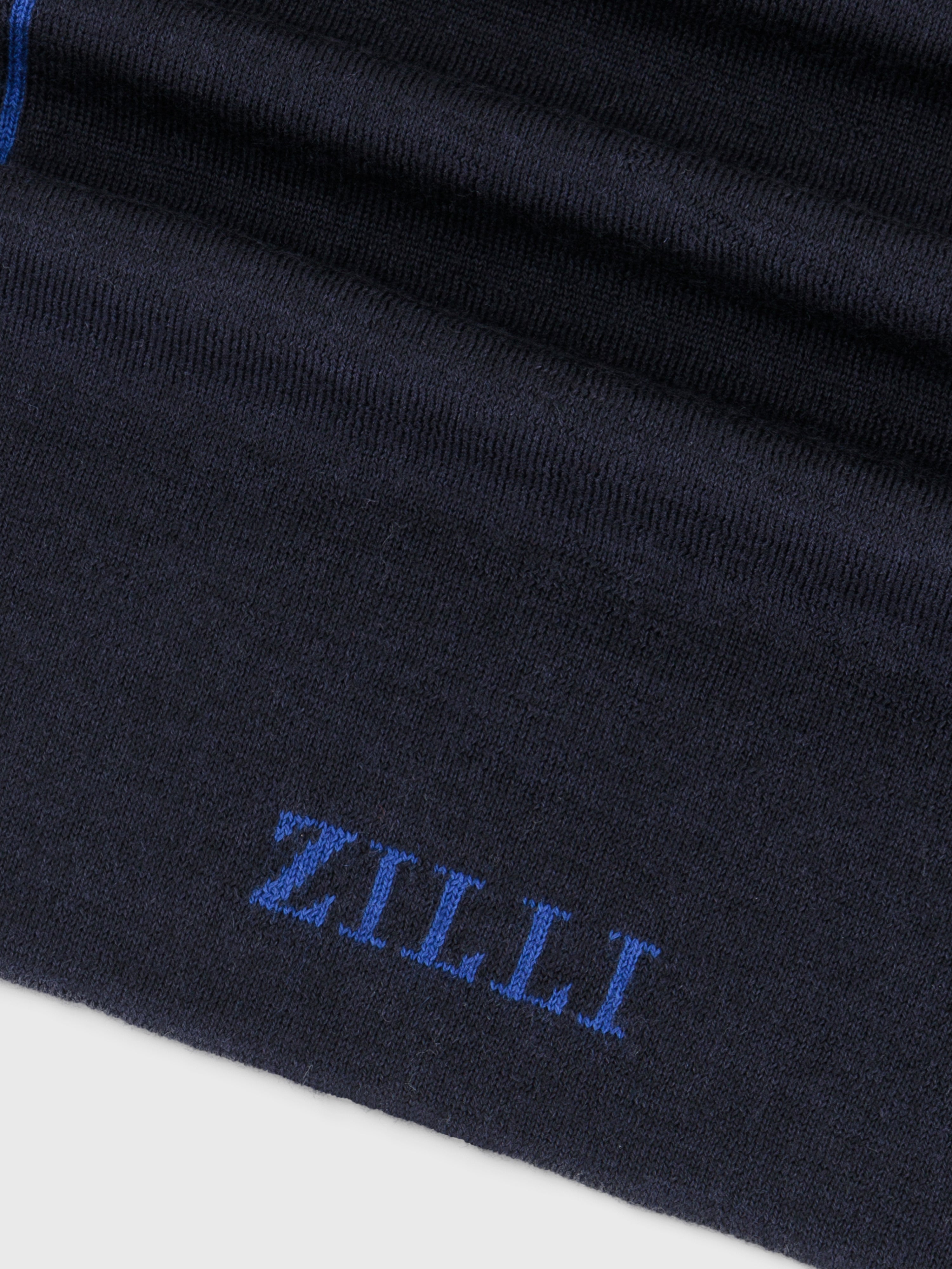 Scarf with Embroidered Zilli Lettering Dark Navy