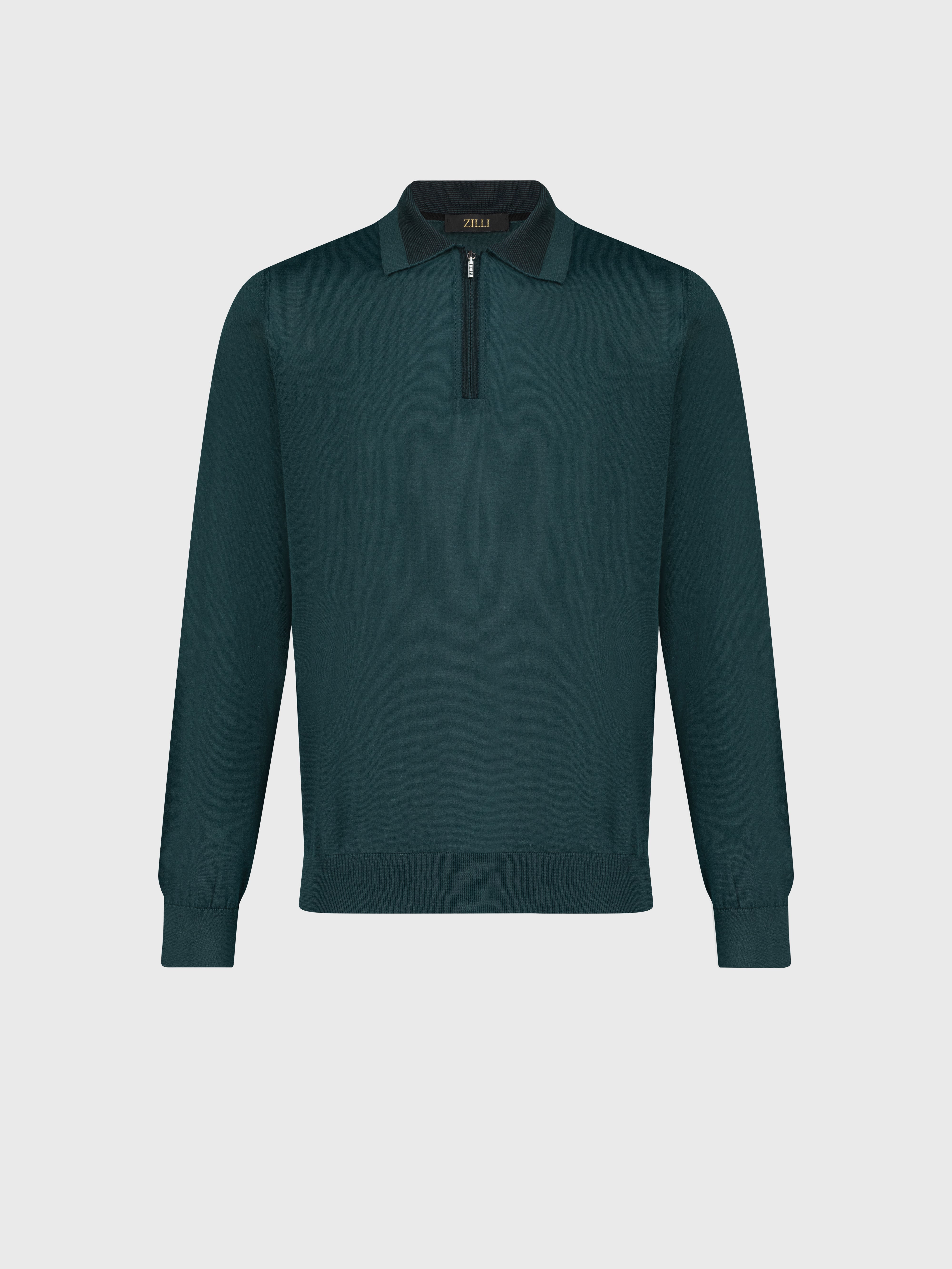 Zipped Polo Shirt Dark Green