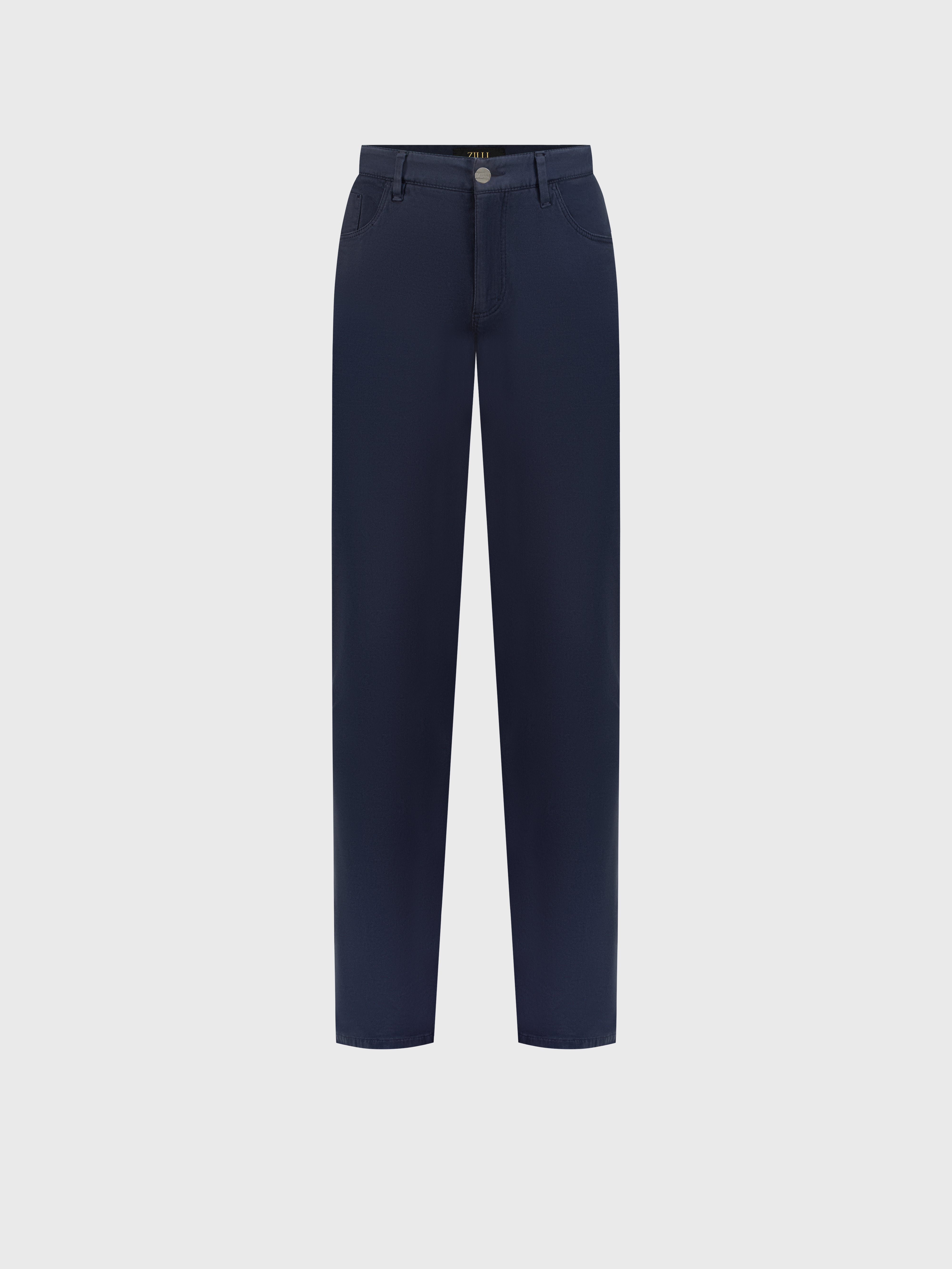 Jeans with Calfskin Patch Blue Navy