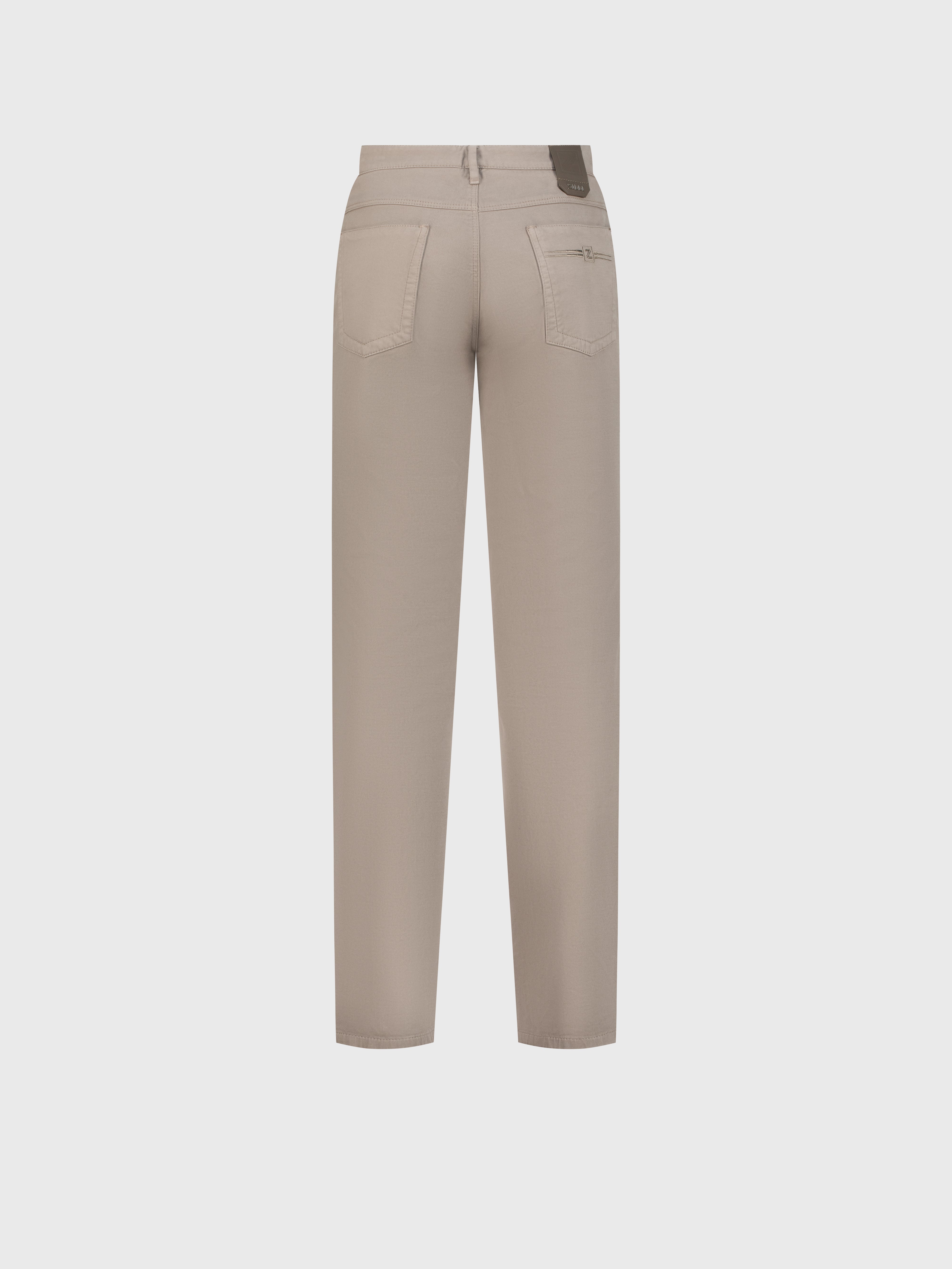 Jeans with Calfskin Patch Taupe