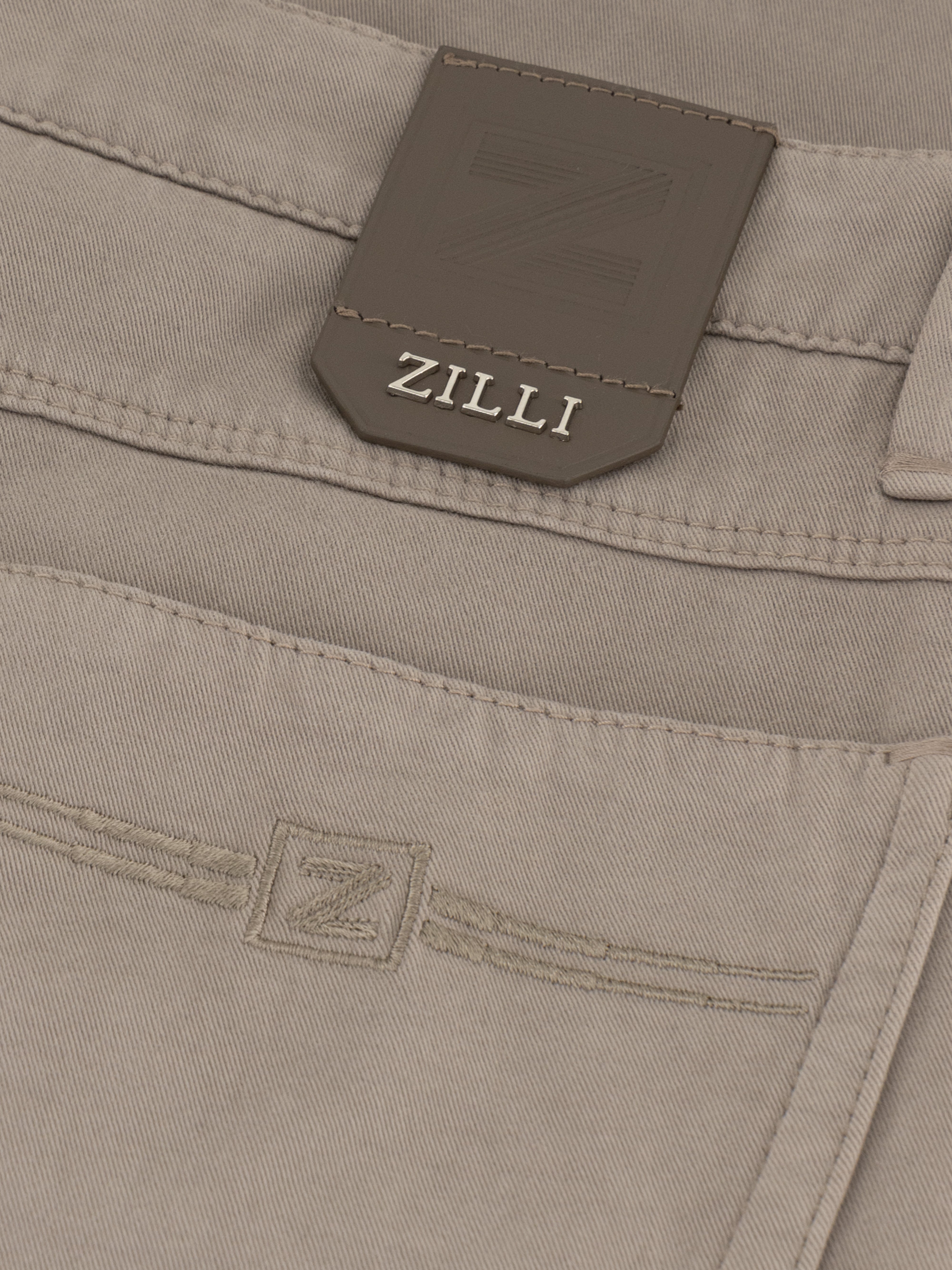 Jeans with Calfskin Patch Taupe