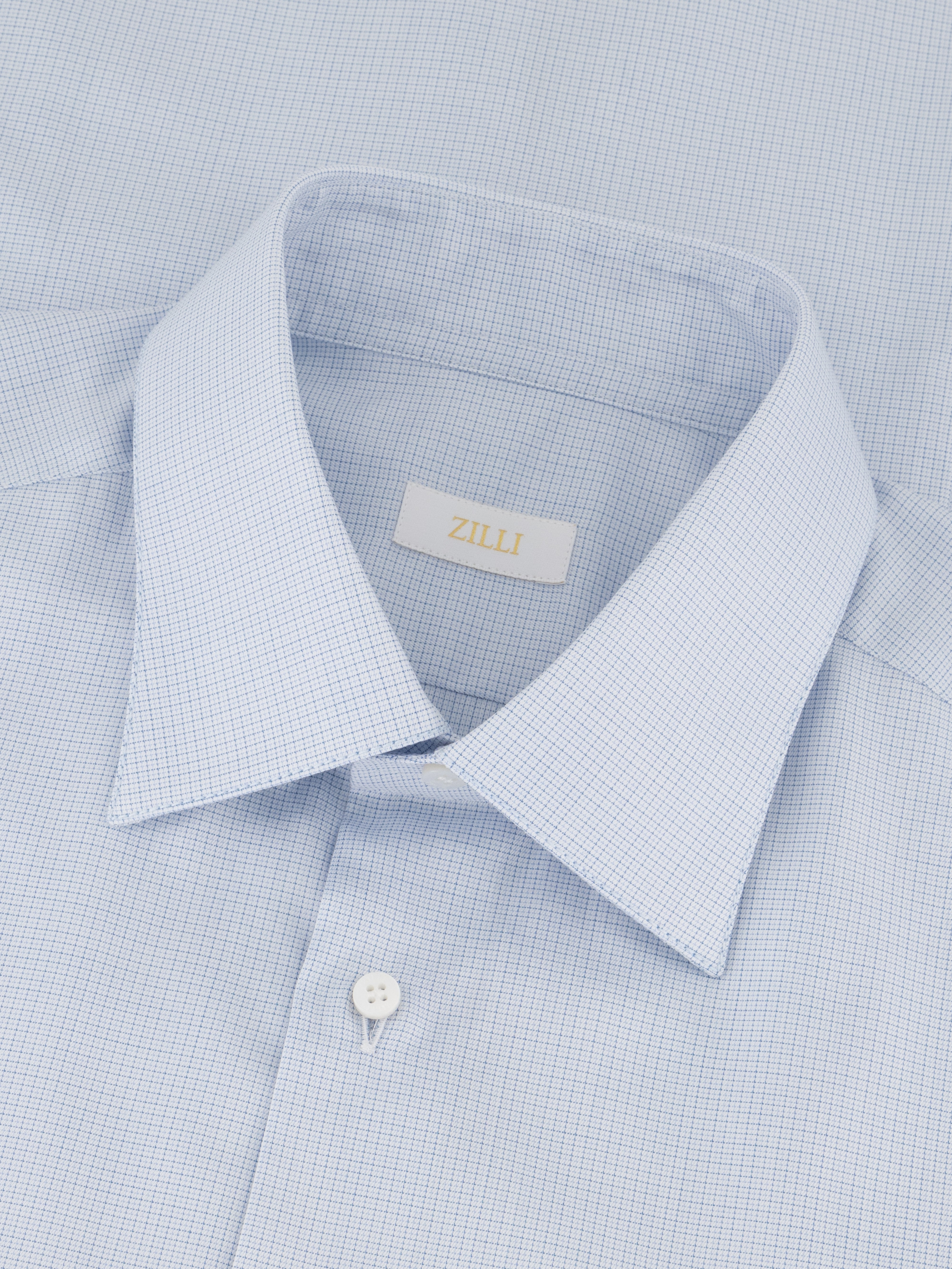 Cotton Shirt with Gingham Pattern Light Blue