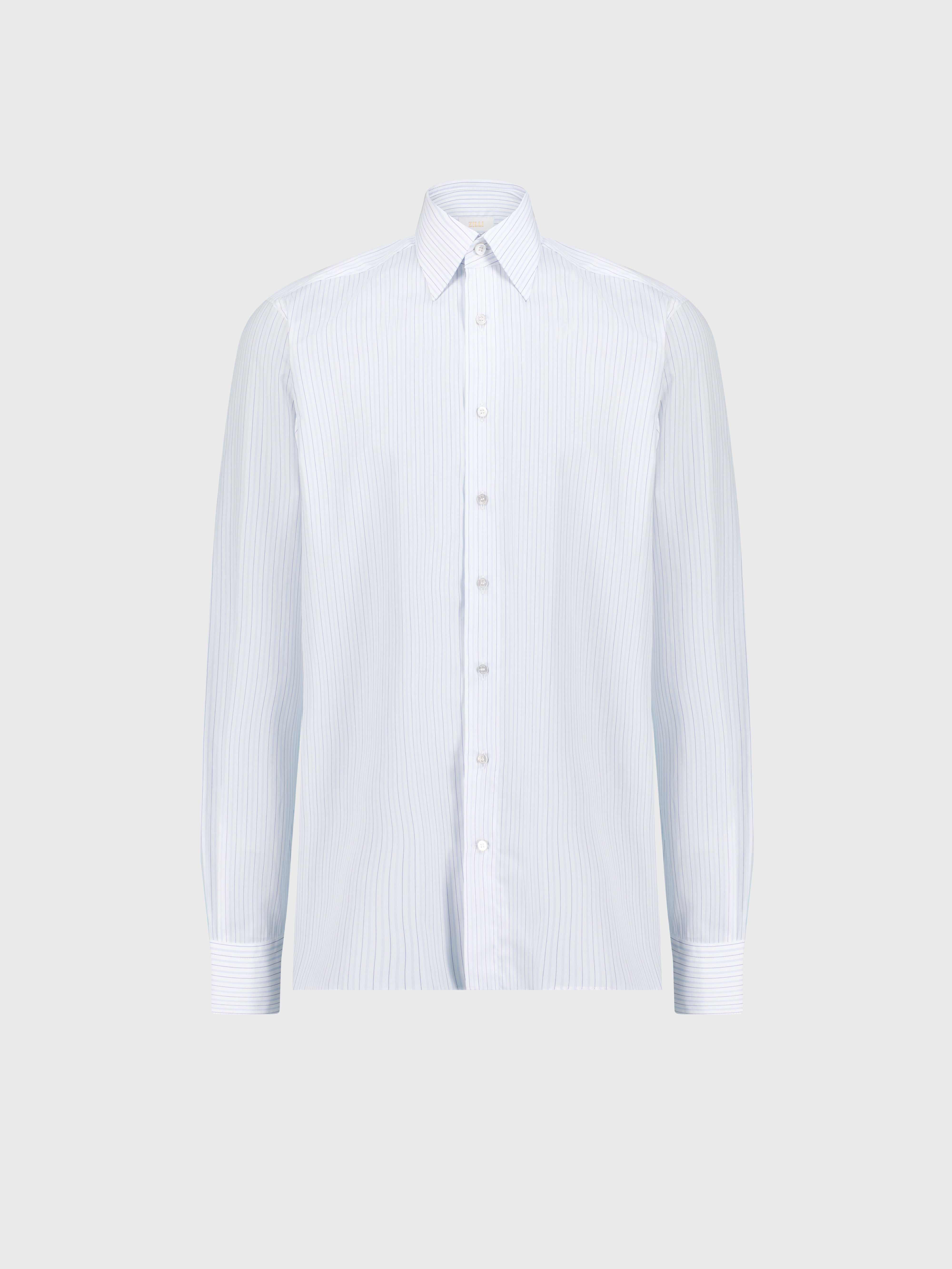 Shirt with Subtle Stripe Pattern Light Blue