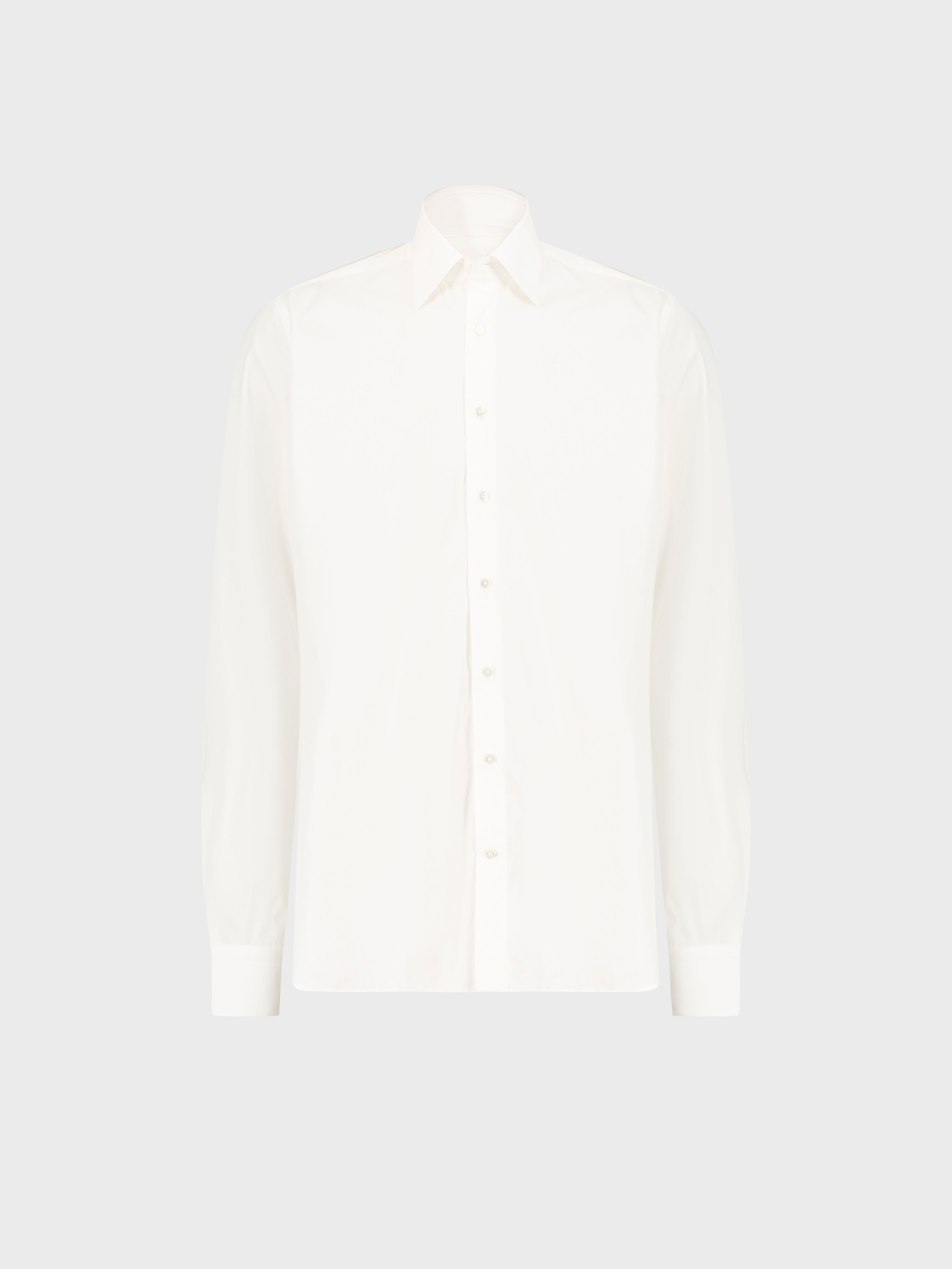 Single-Stitched Collar Cotton Shirt - White