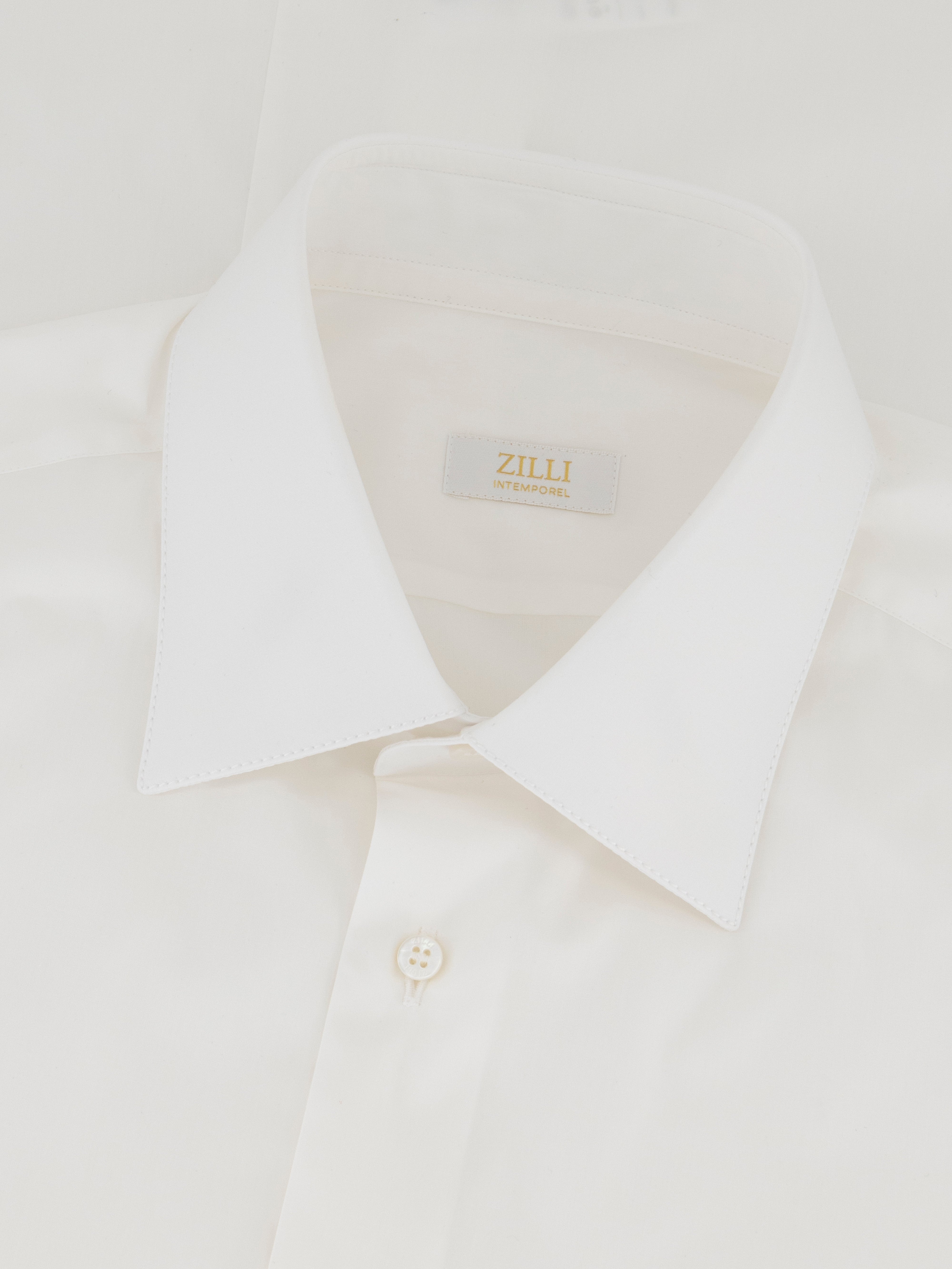 Single-Stitched Collar Cotton Shirt - White