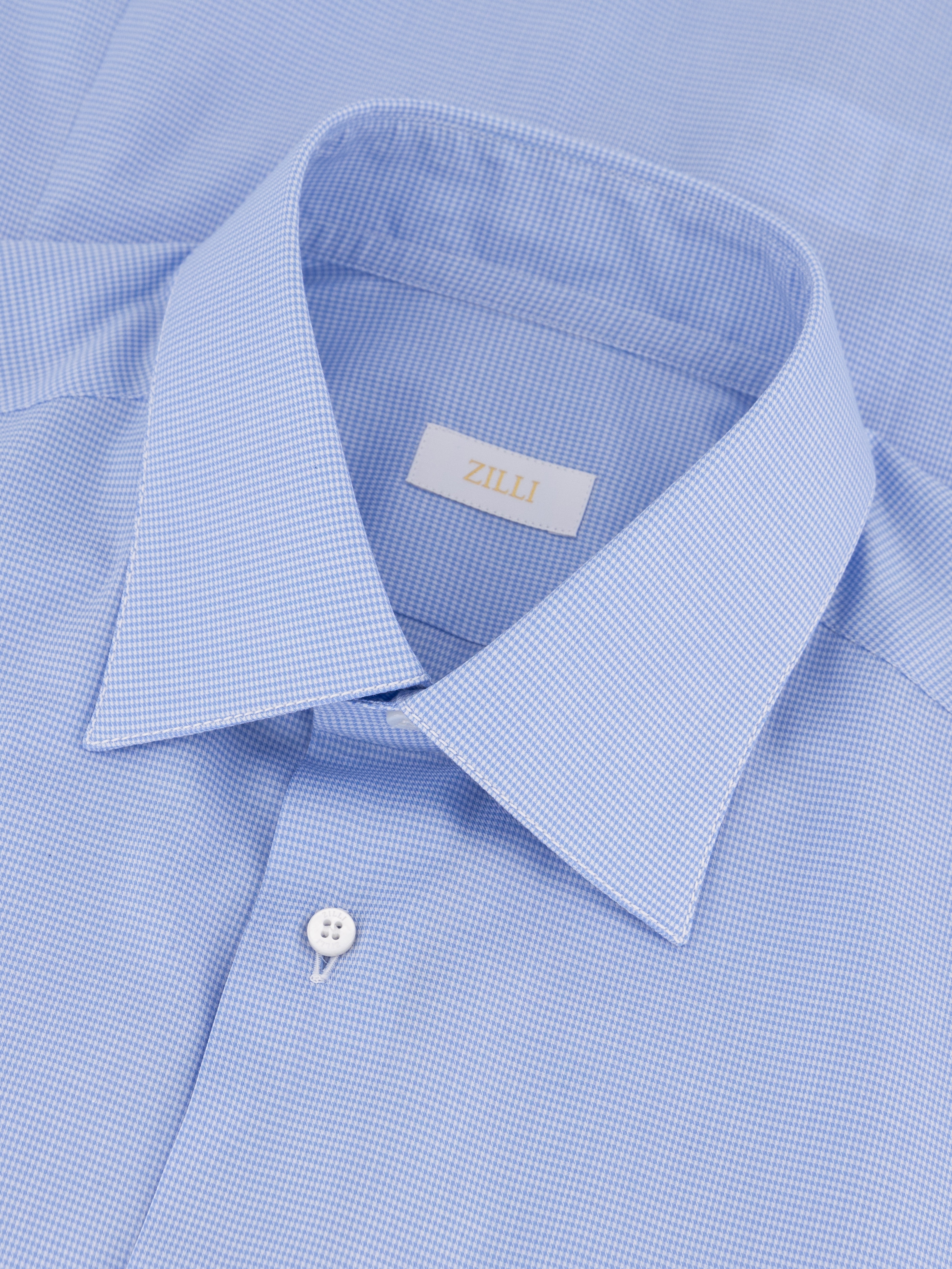 Cotton Shirt with Grid Pattern Light Blue