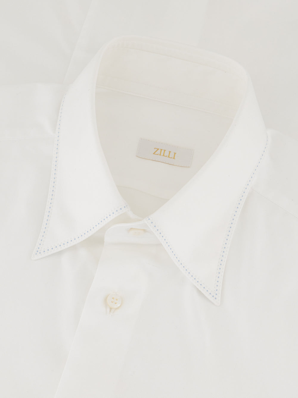 Cotton Shirt with Triple Stitching White