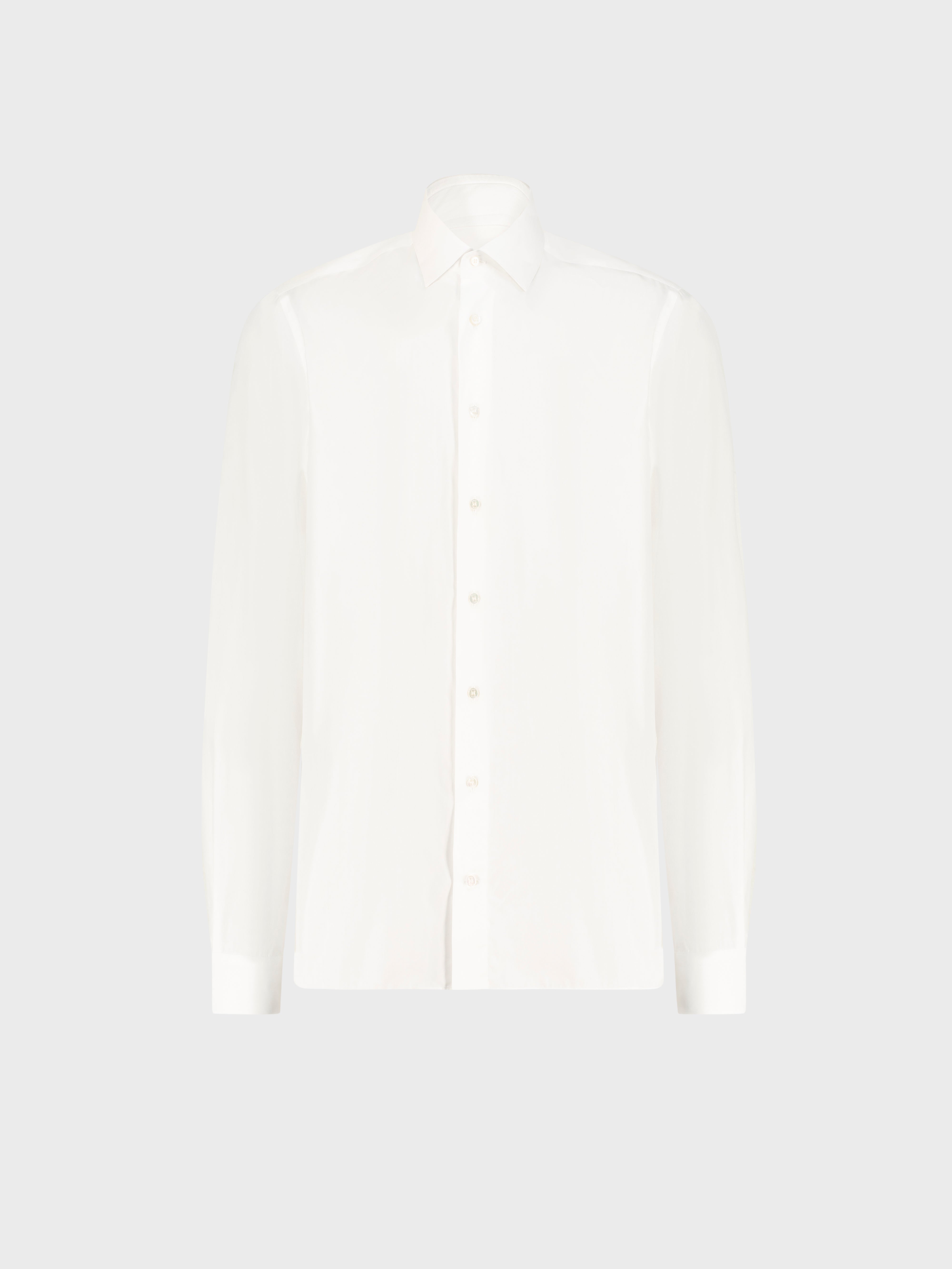 Single-Stitched Collar Cotton Shirt - Pearl White