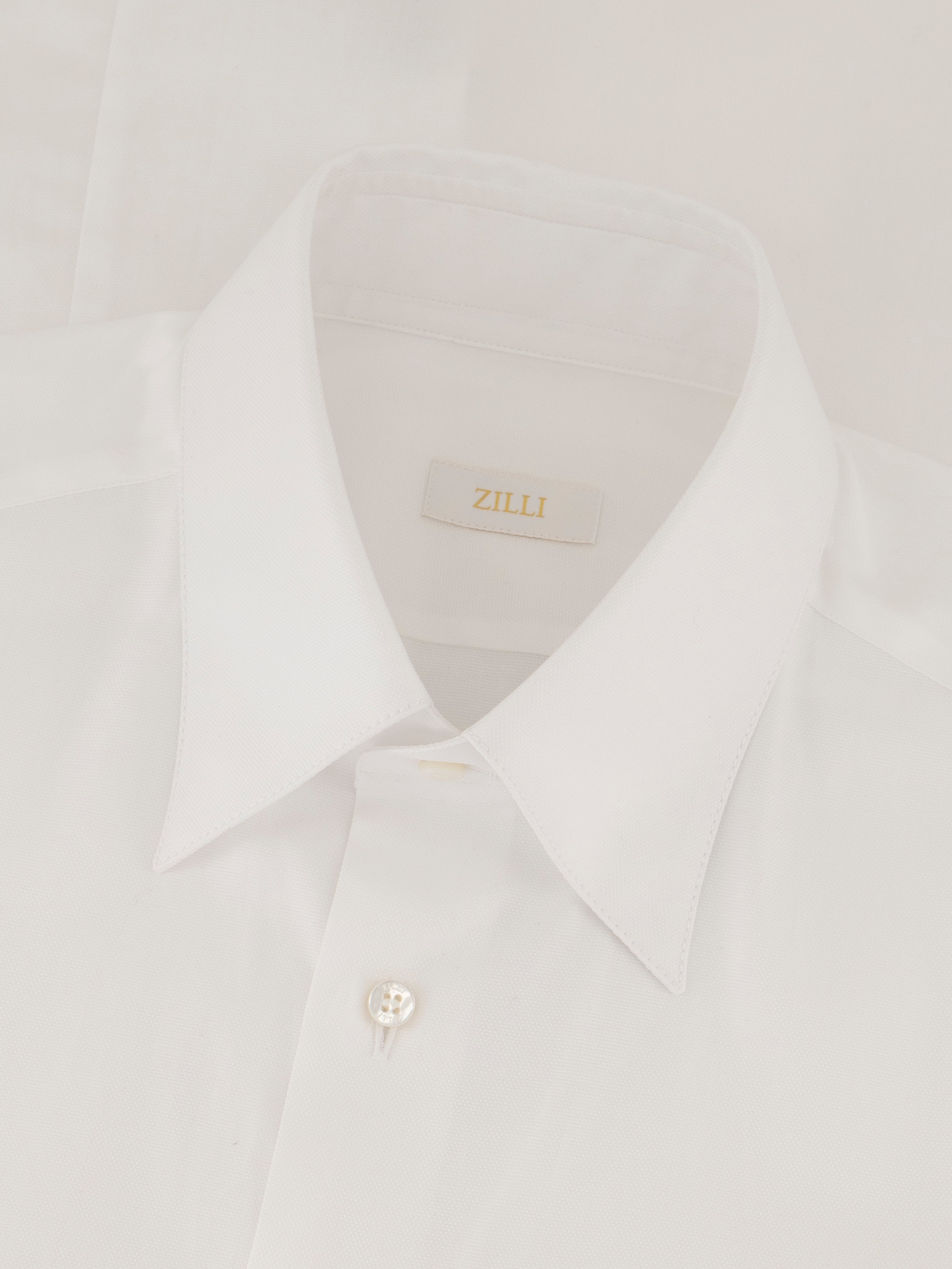 Single-Stitched Collar Cotton Shirt - Pearl White