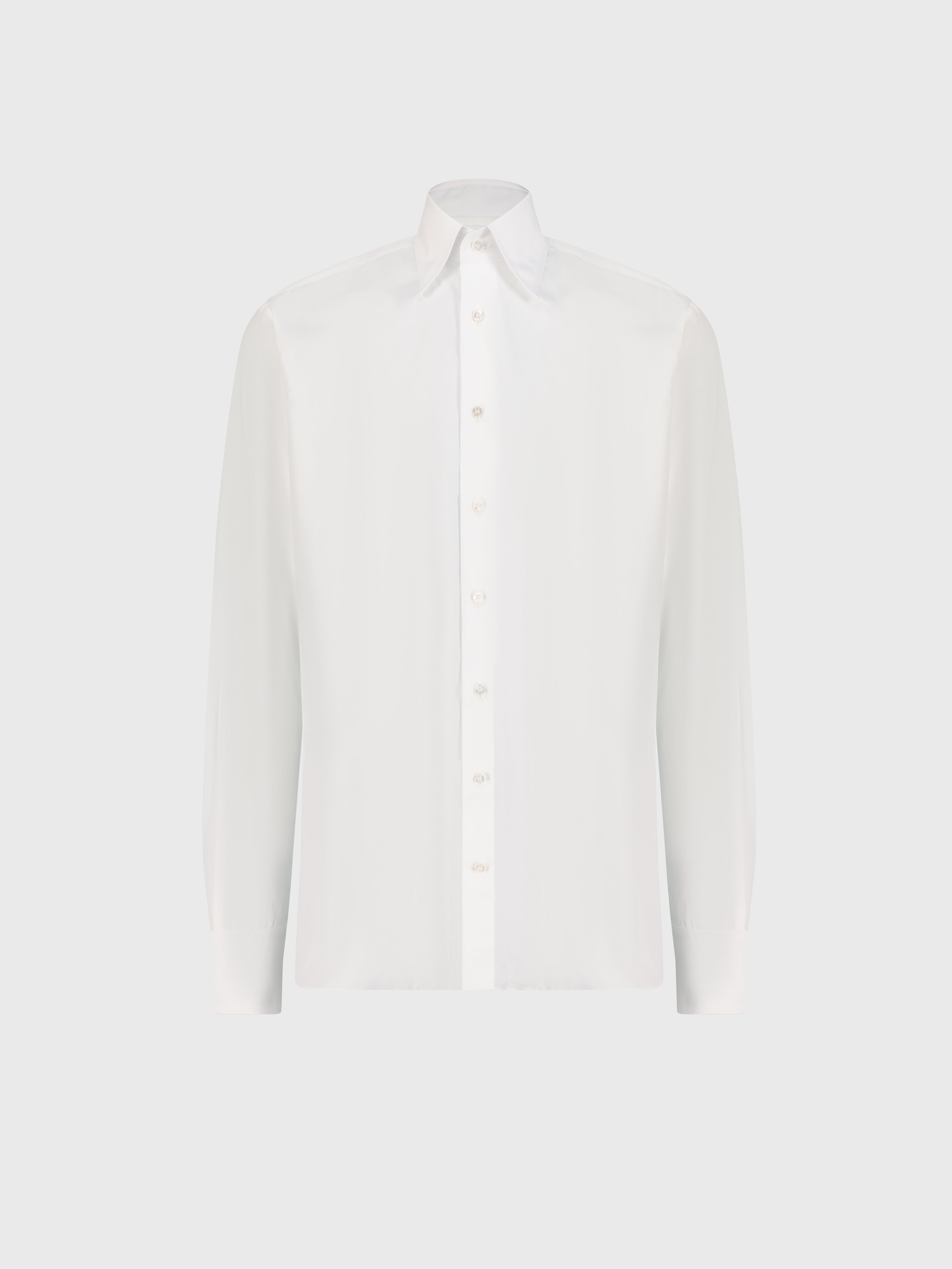 Cotton Shirt with Triple Stitching White