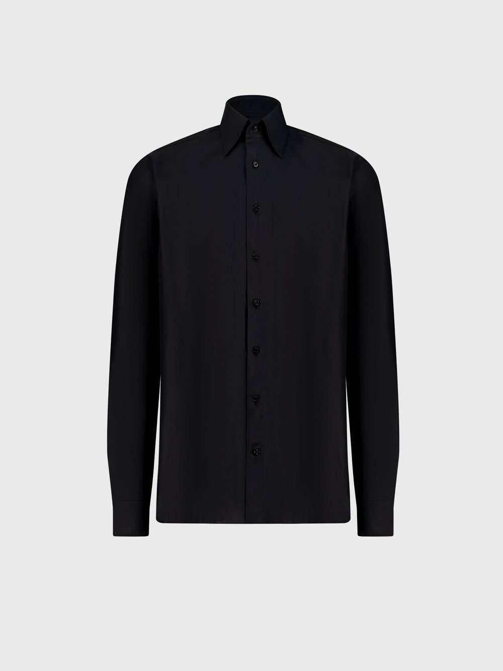 Cotton Shirt with Triple Stitching Black