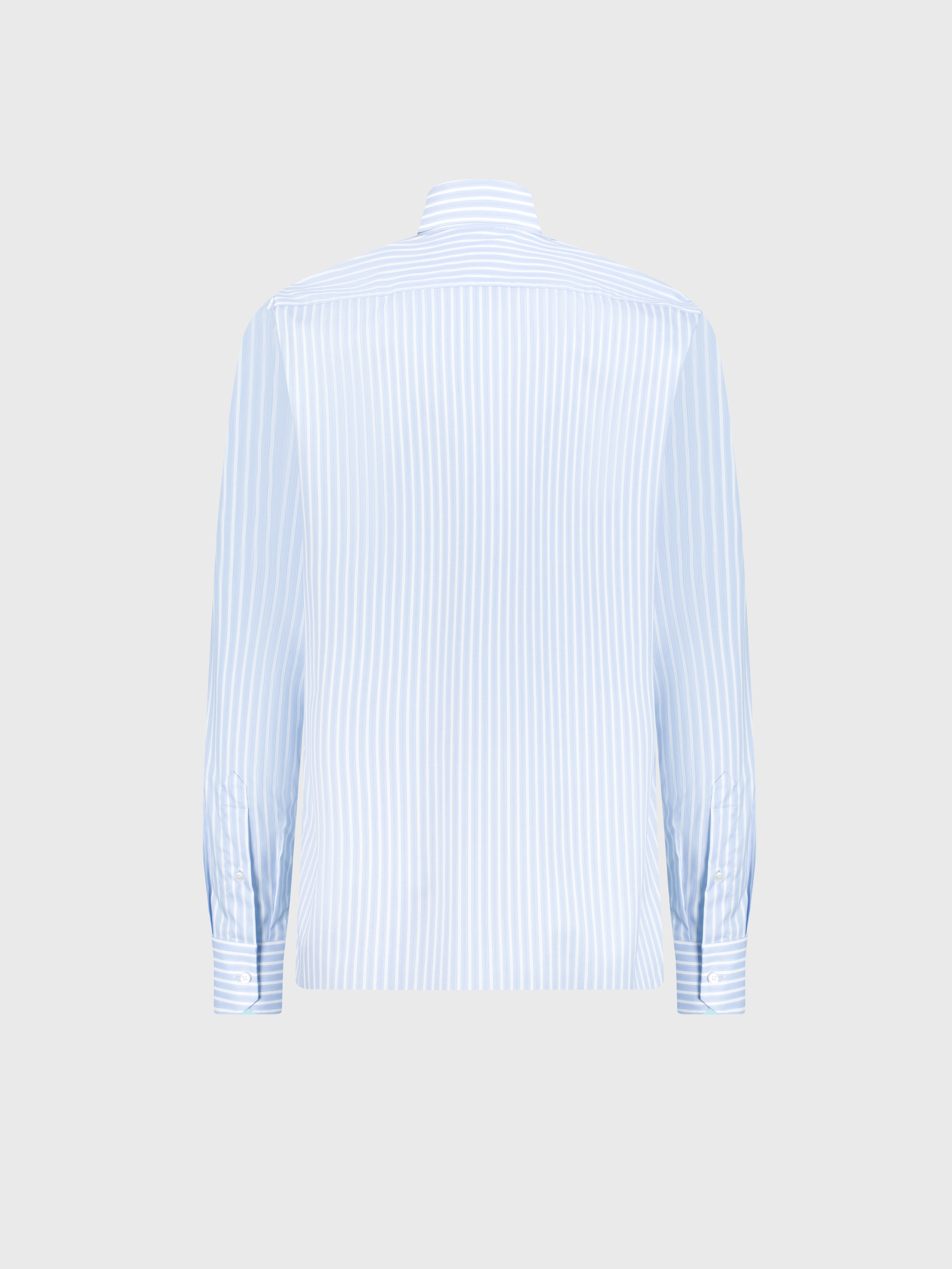 Cotton Shirt with Stripe Pattern Light Blue