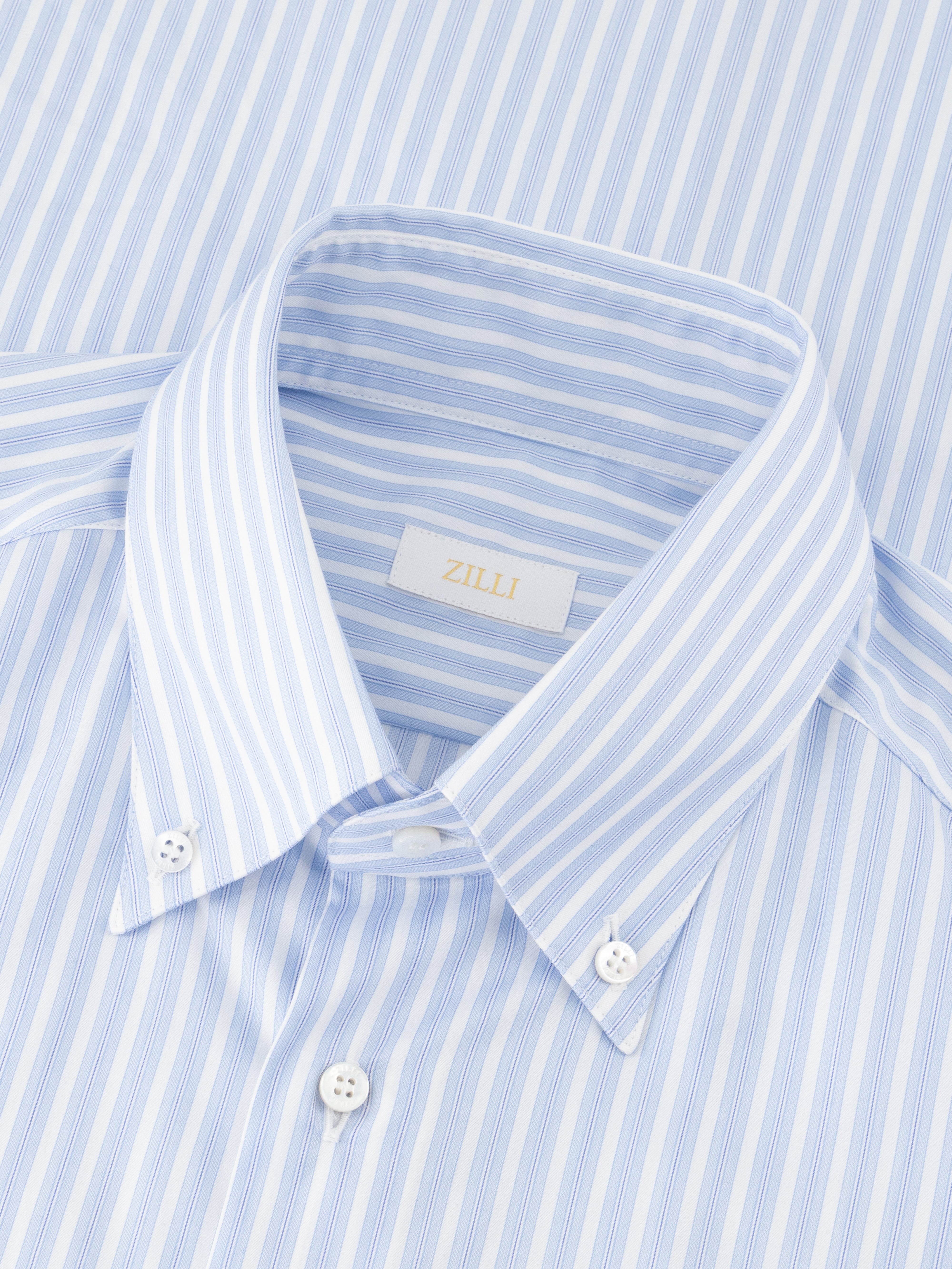 Cotton Shirt with Stripe Pattern Light Blue