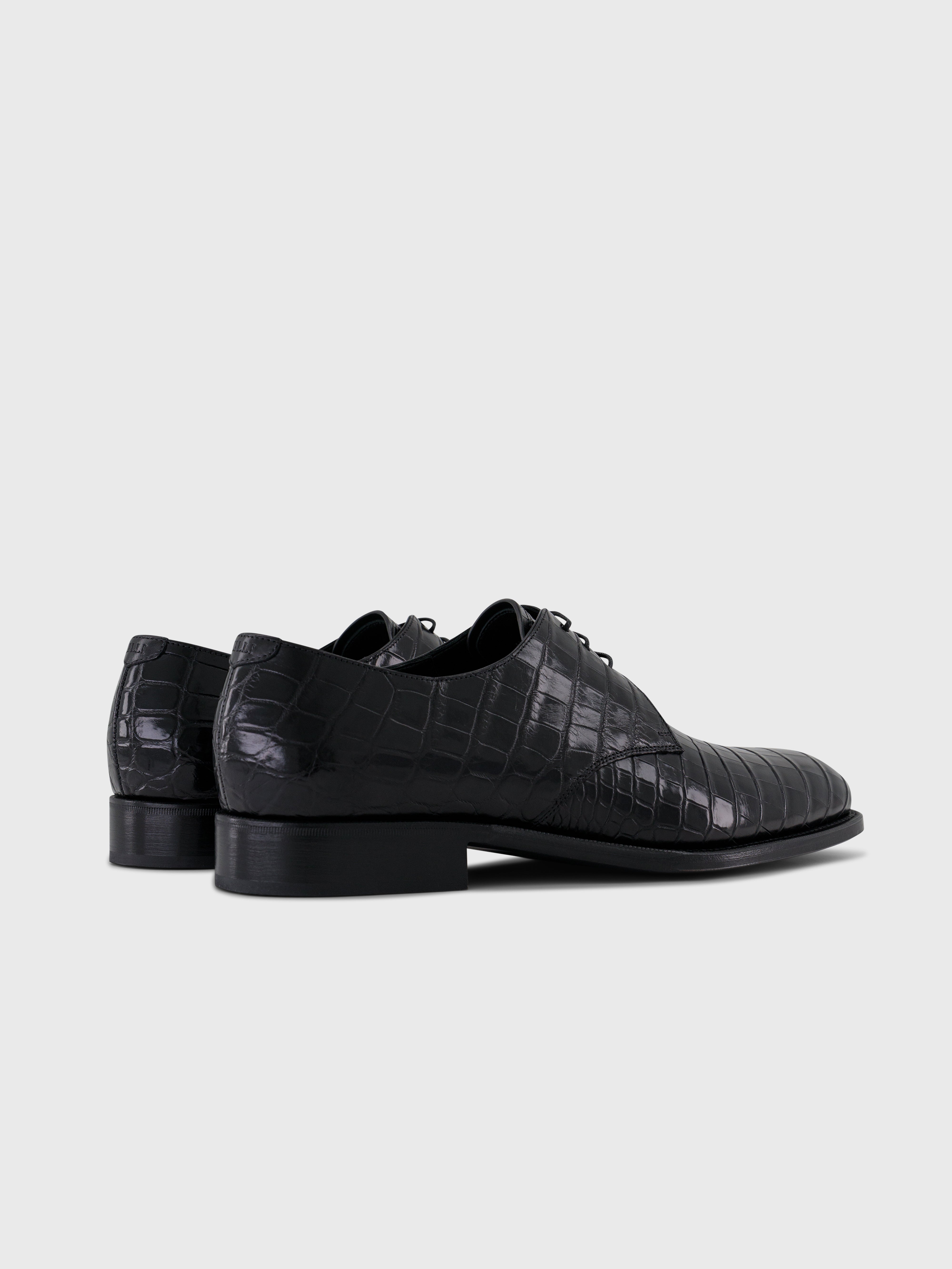 Crocodile Lace-Up Shoes - Black