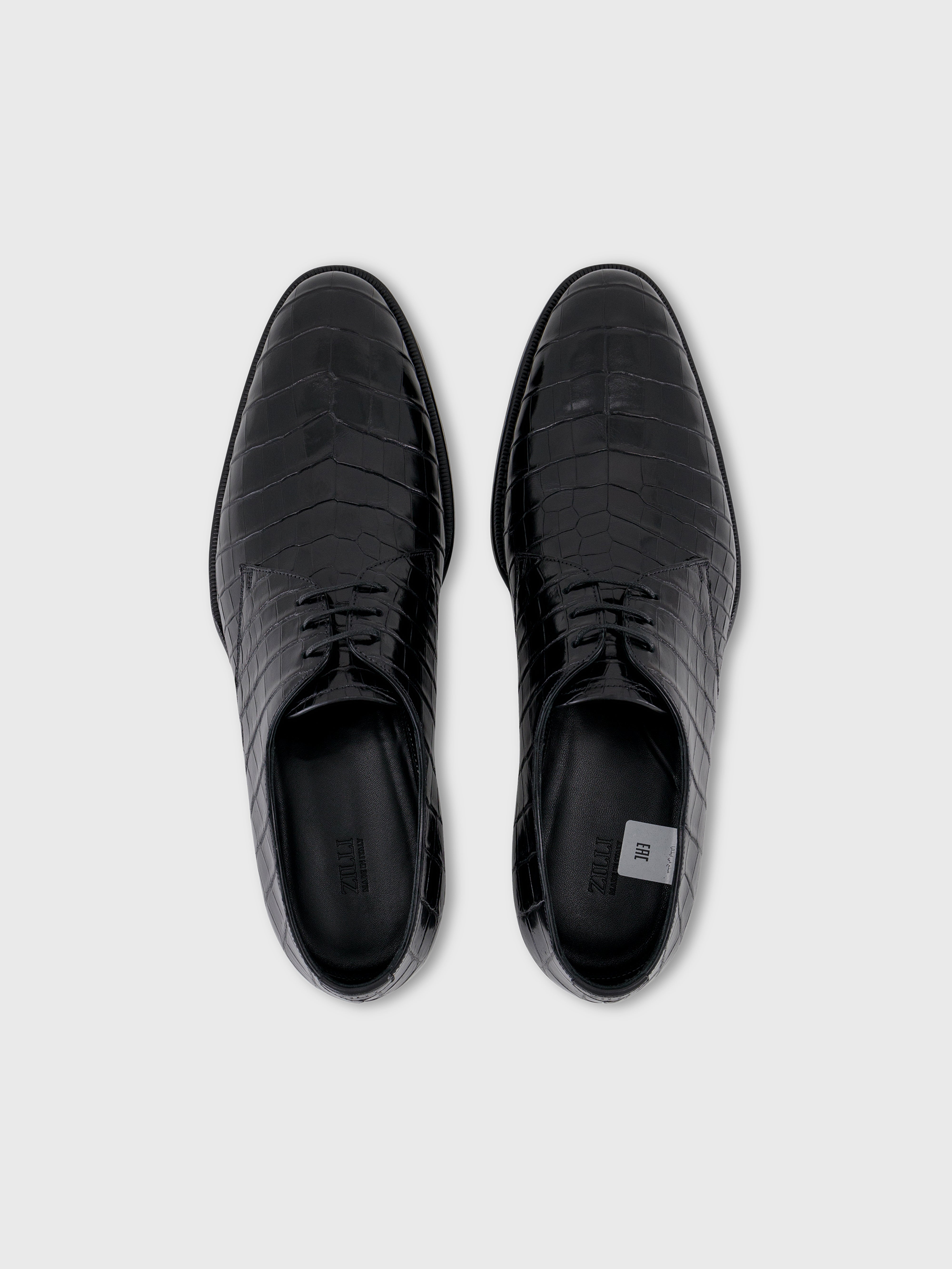 Crocodile Lace-Up Shoes - Black