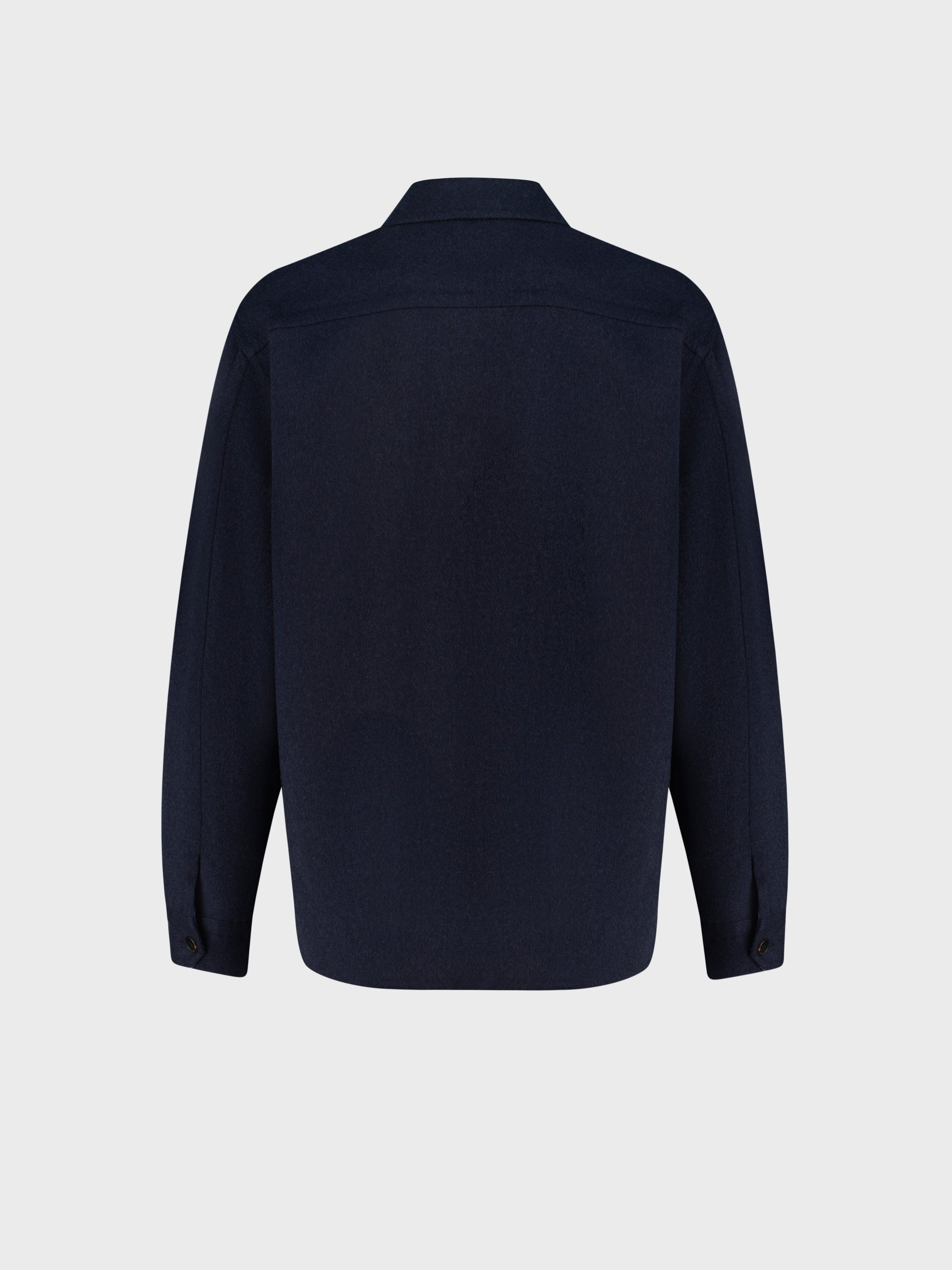 Leather Panel Cashmere Jacket - Dark Navy