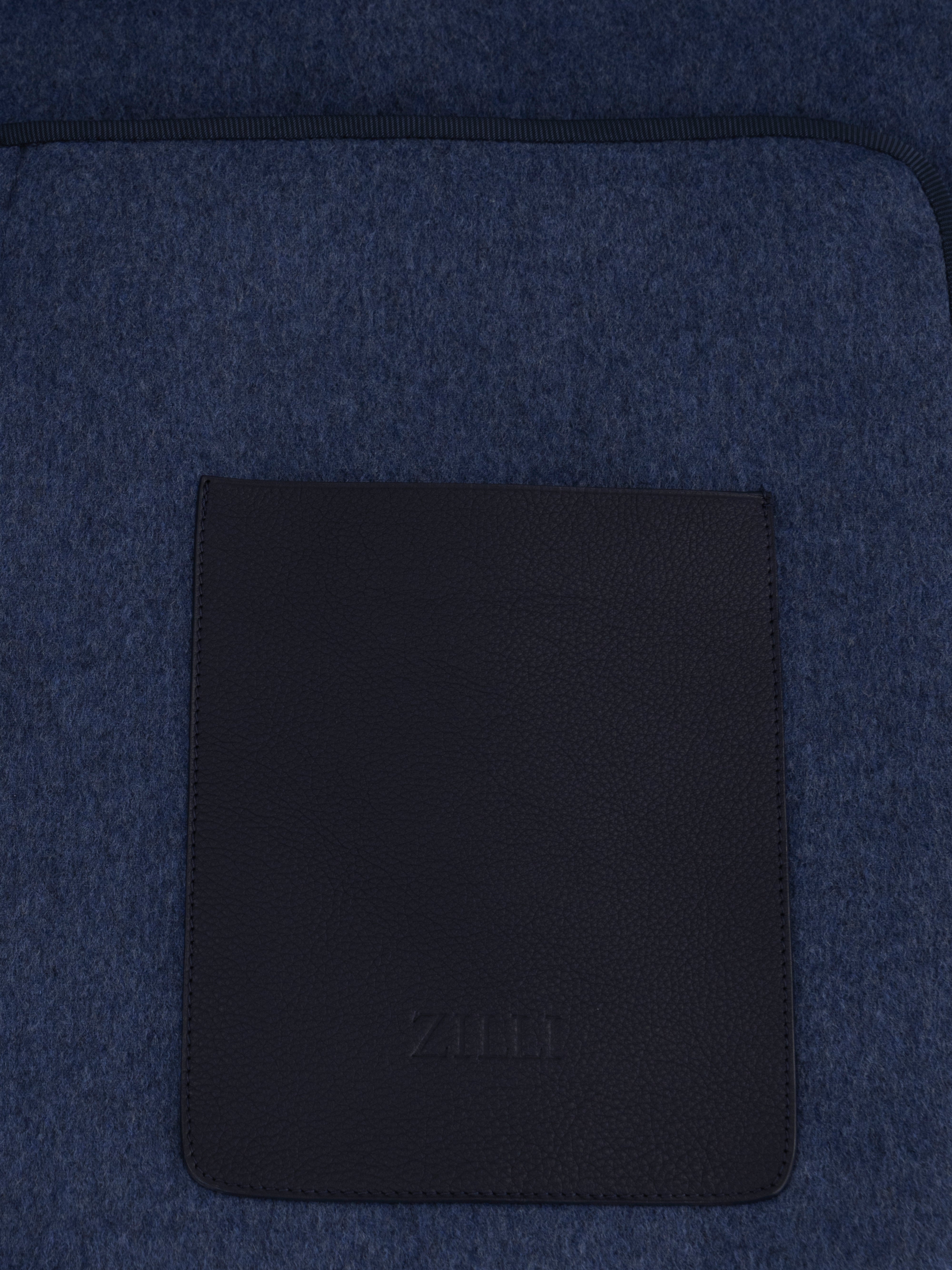 Leather Panel Cashmere Jacket - Dark Navy