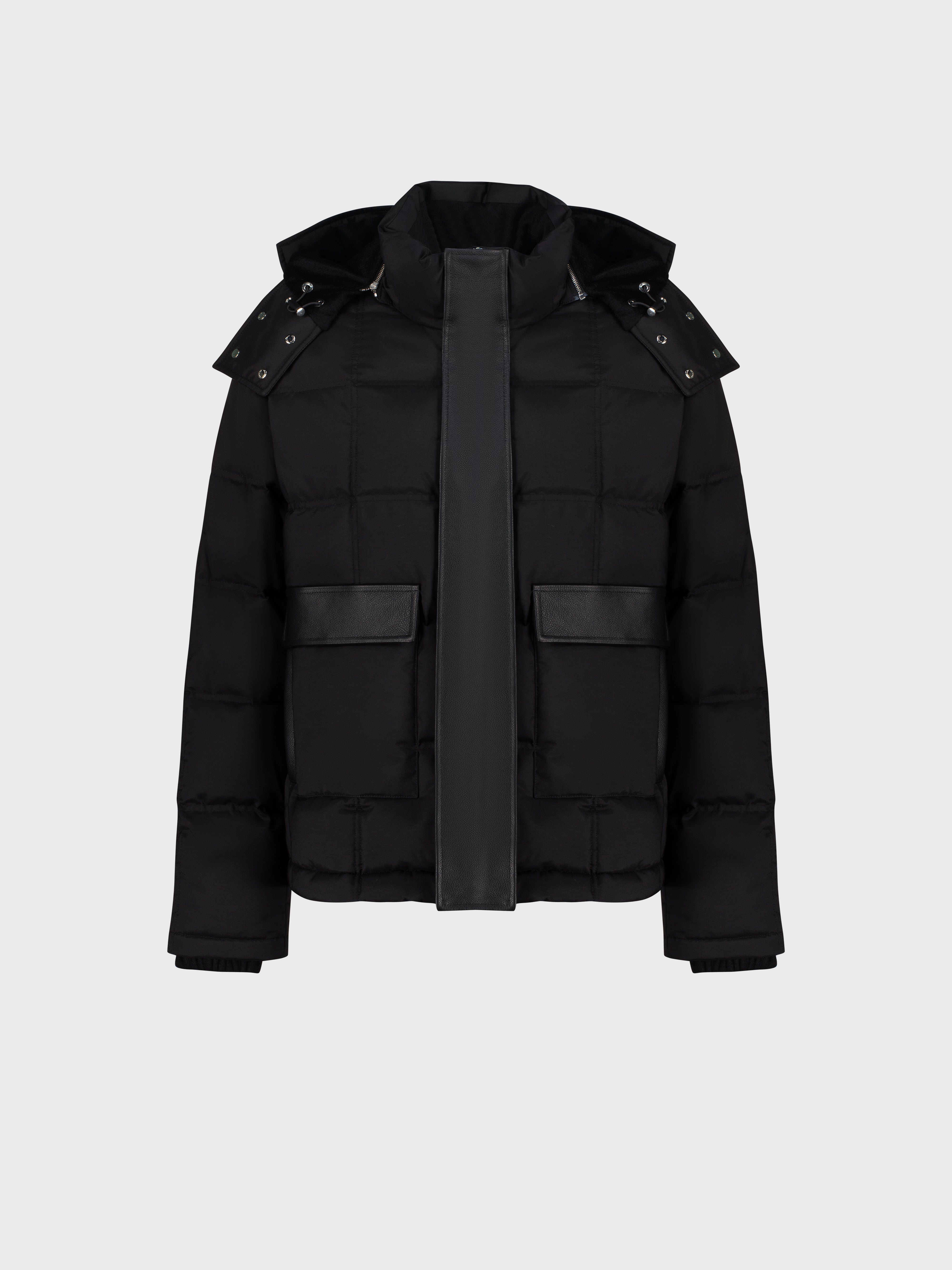 Quilted Wool Down Jacket Black