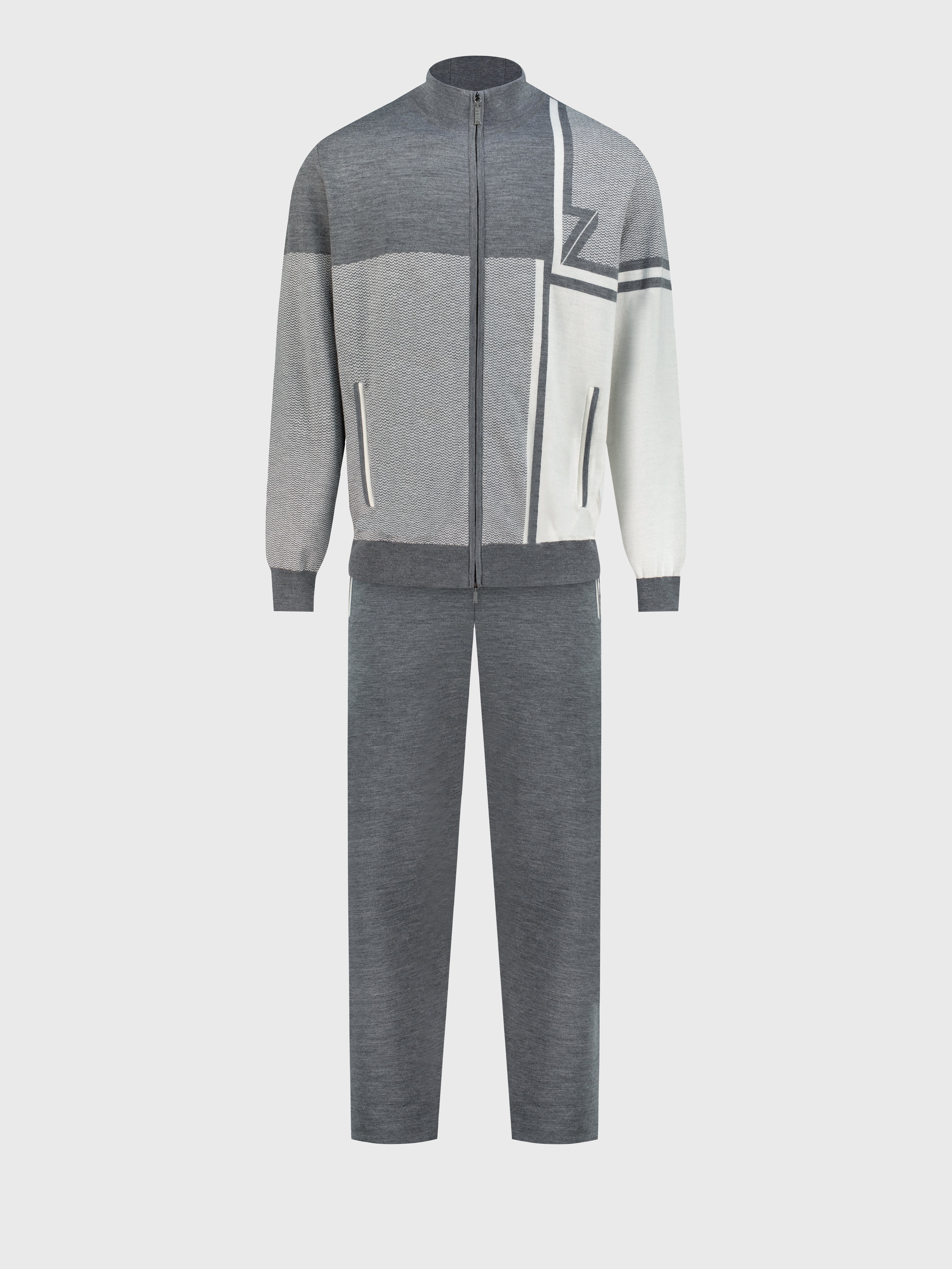 Jogging Suit with Geometric Pattern Light Charcoal