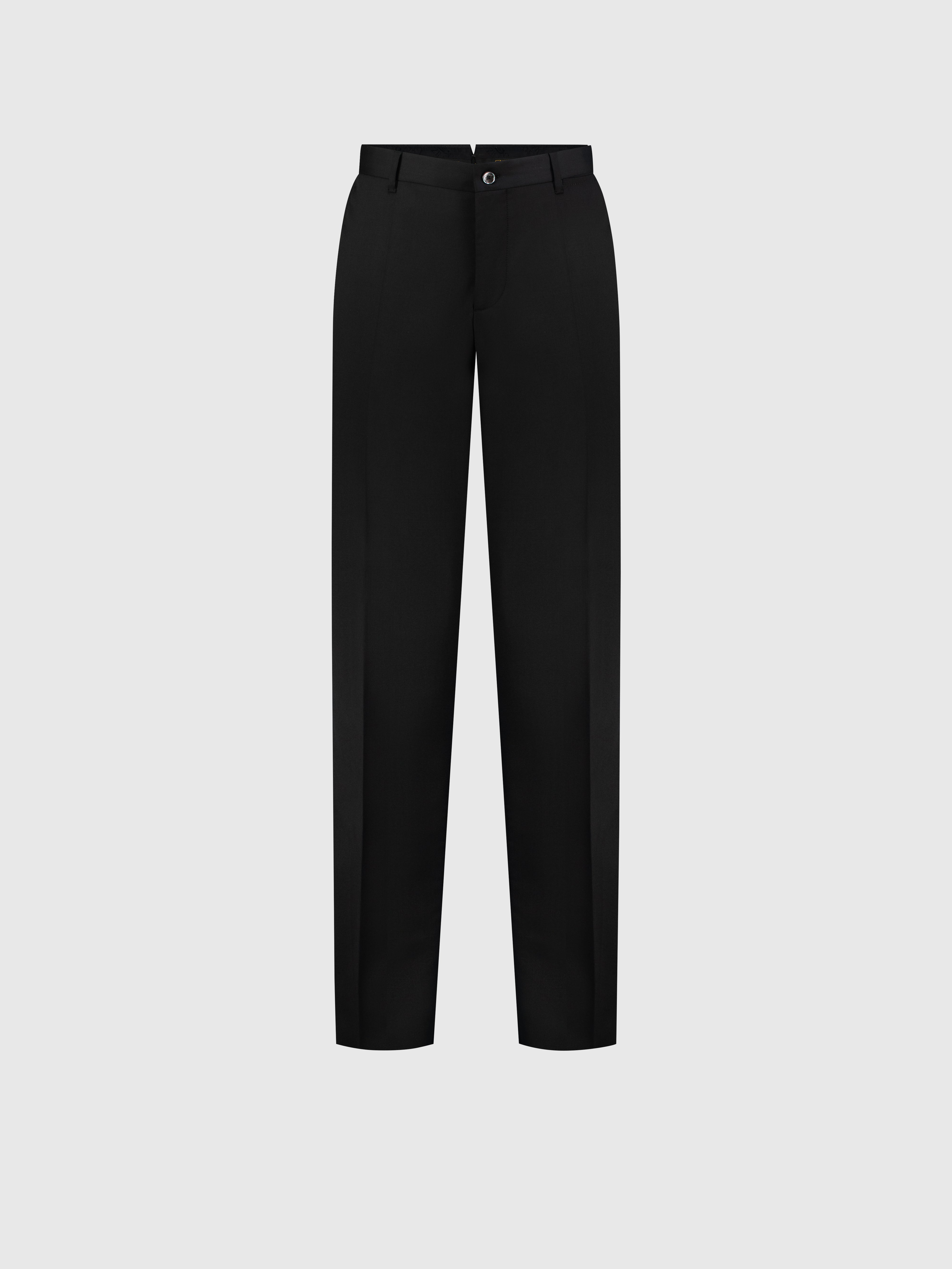 Wool Trousers with Leather Detailing Black