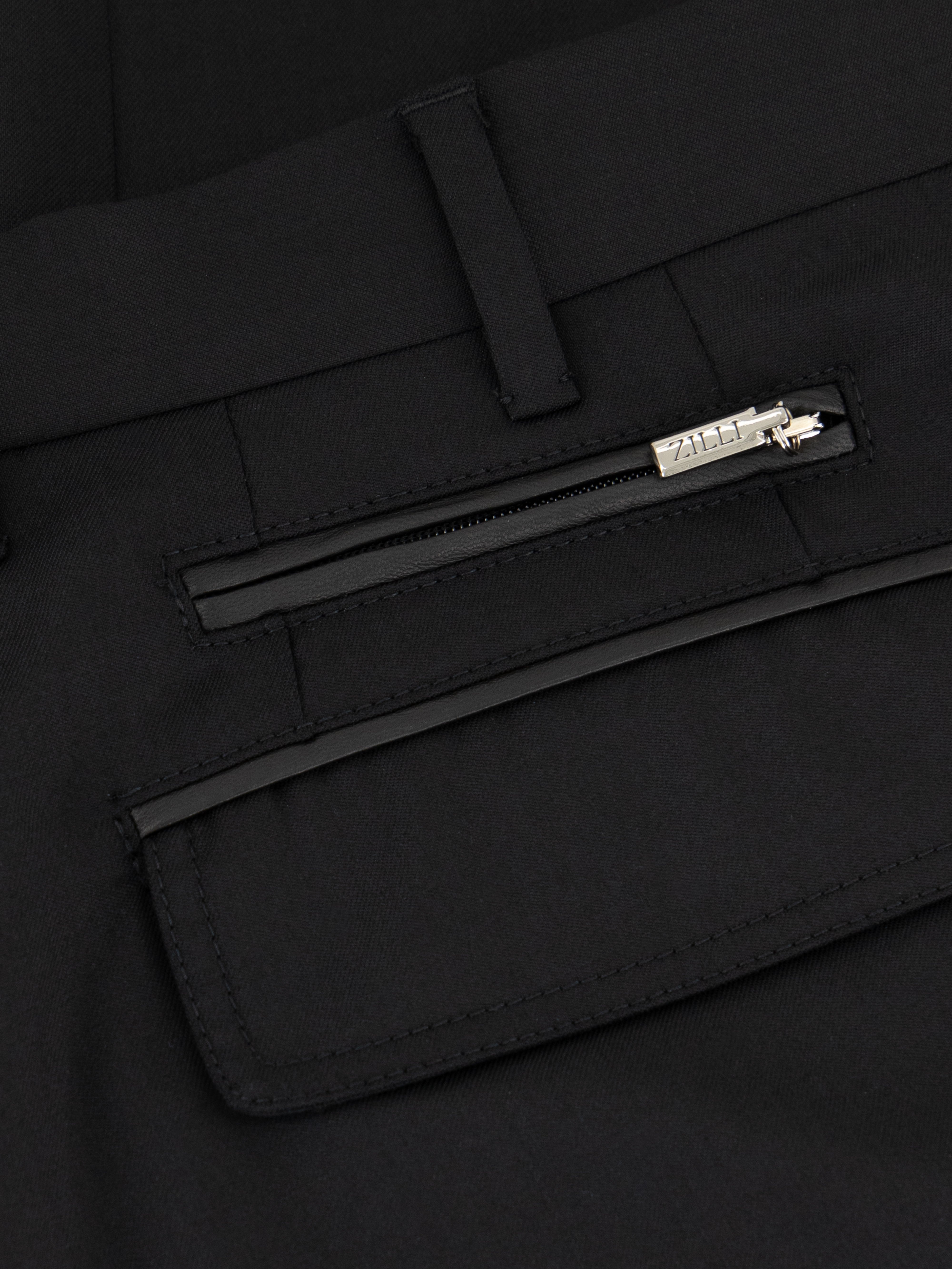 Wool Trousers with Leather Detailing Black