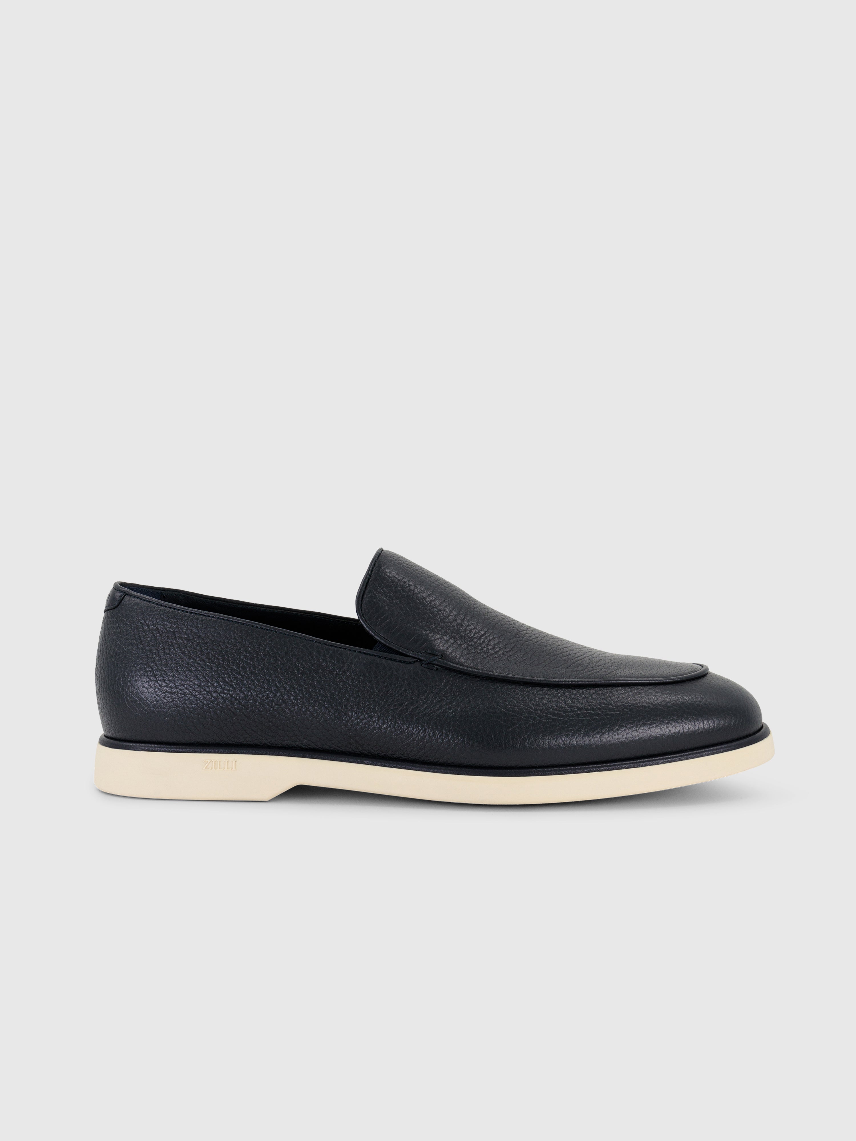 Dark Navy Casual Loafers in Deerskin