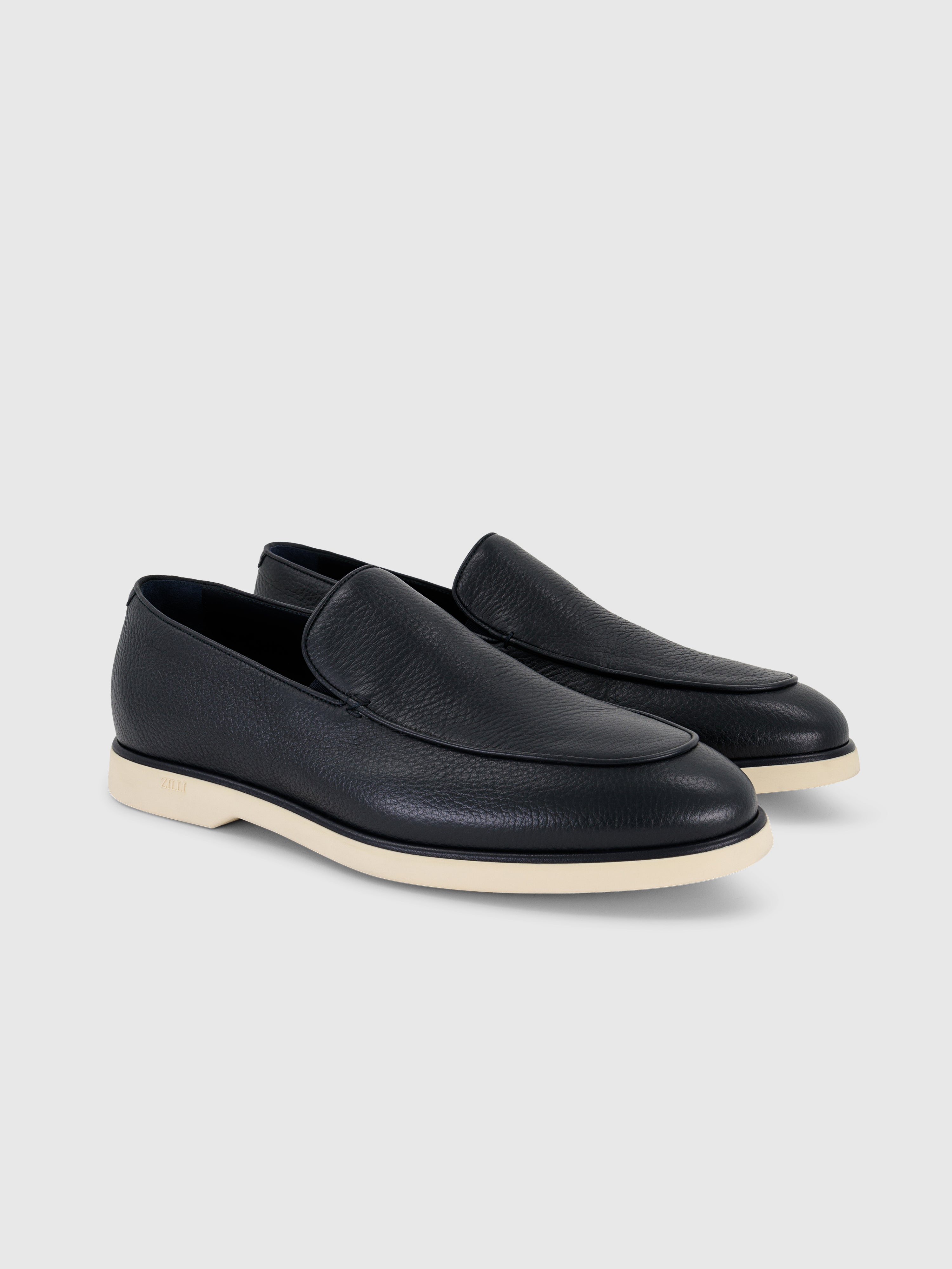 Dark Navy Casual Loafers in Deerskin