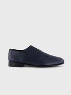 Lace-Up Lambskin Shoes with Crocodile Details Dark Navy