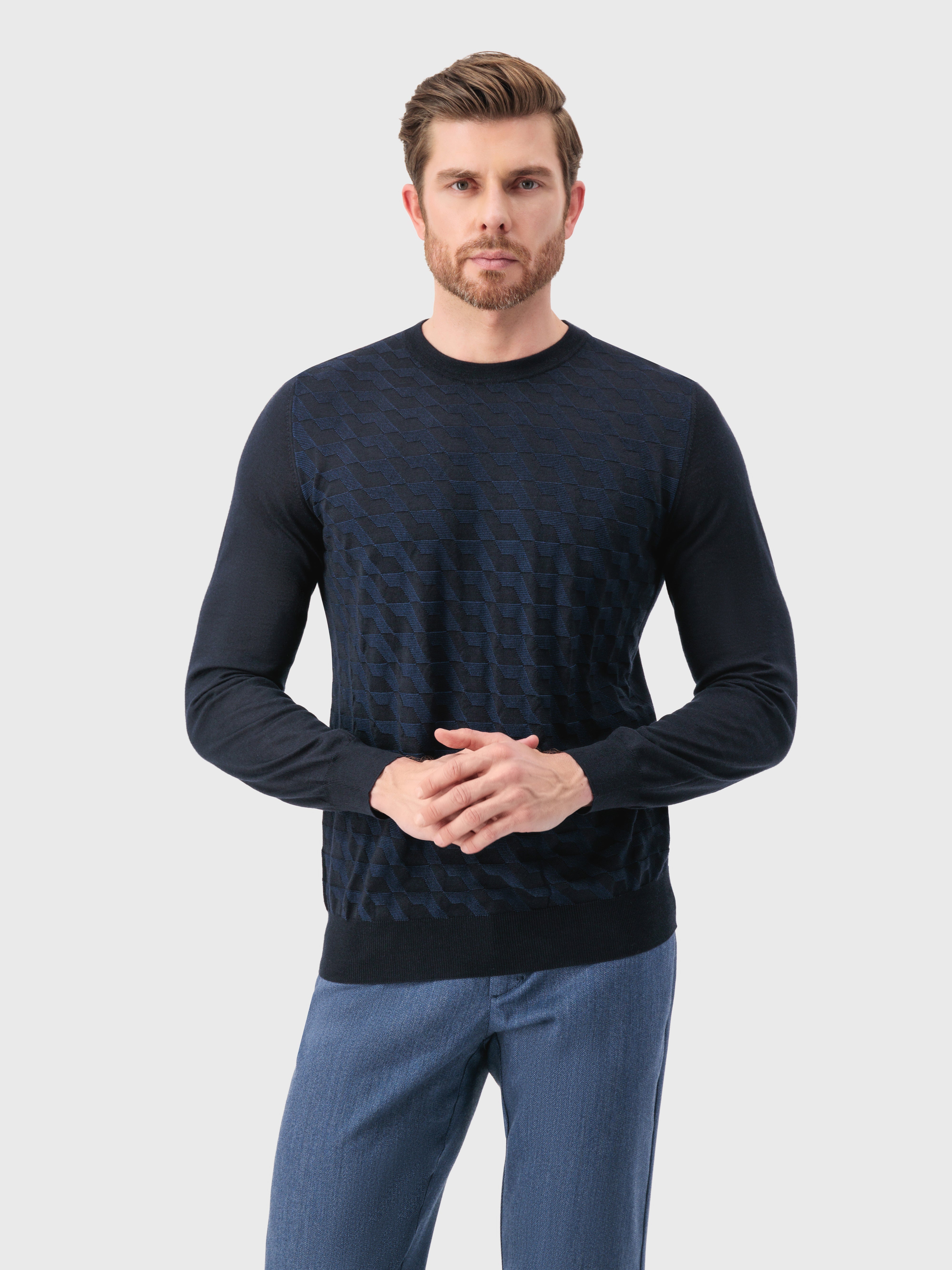 Cashmere and Silk Pullover Dark Navy