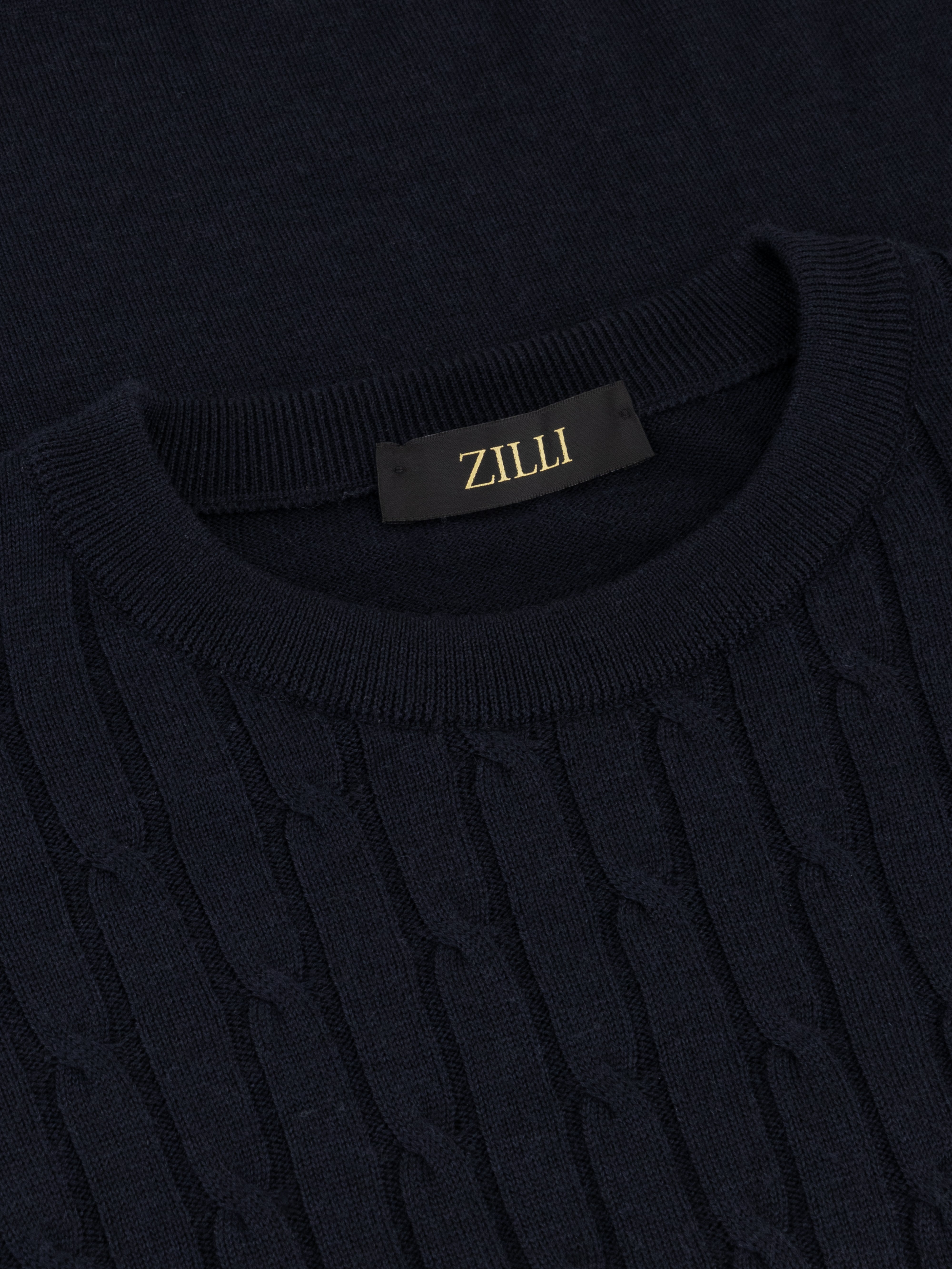 Pullover with Cable Knit Pattern Dark Navy