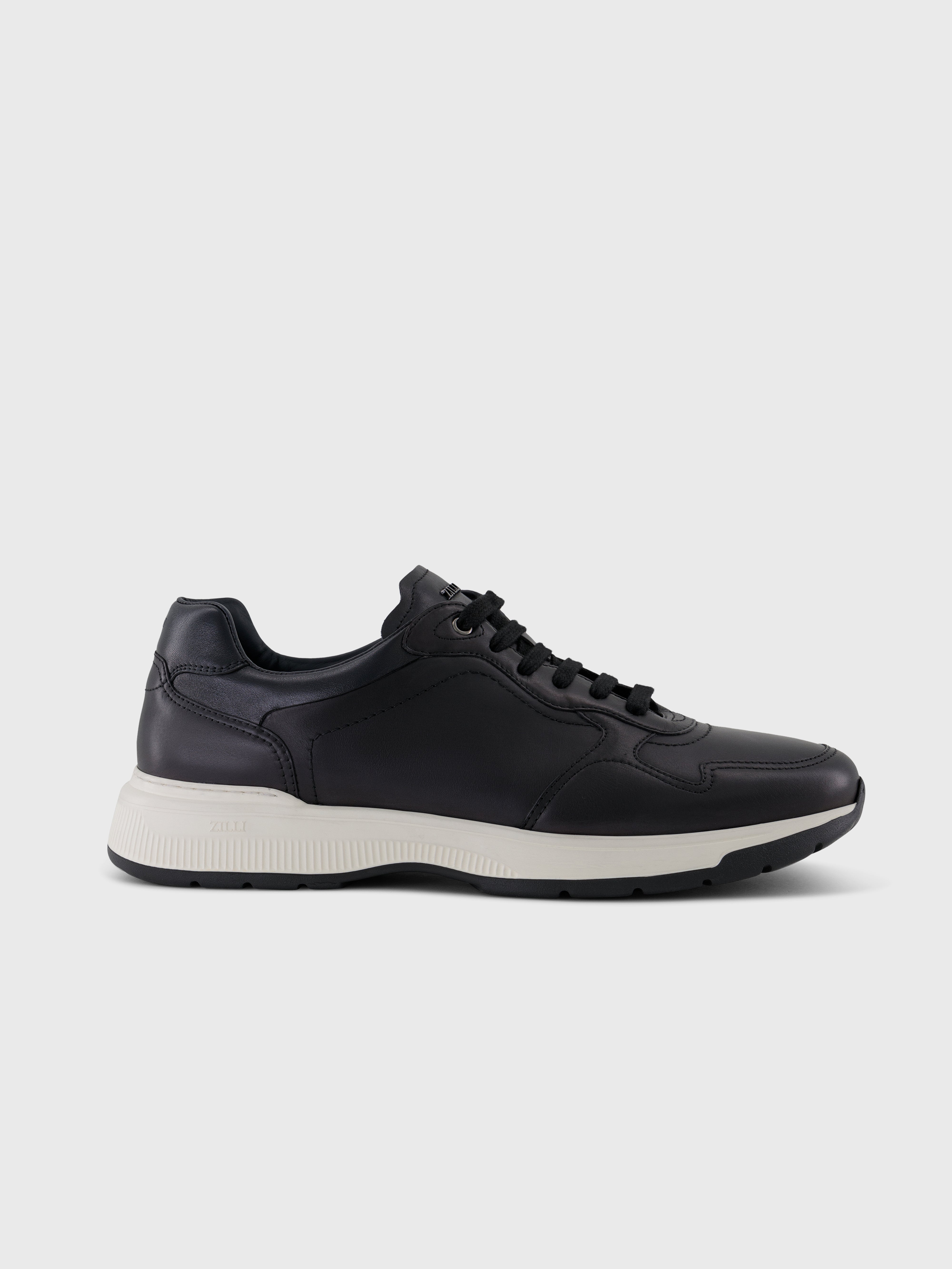 Calfskin Low-Top Sneakers - Black/Dark Navy