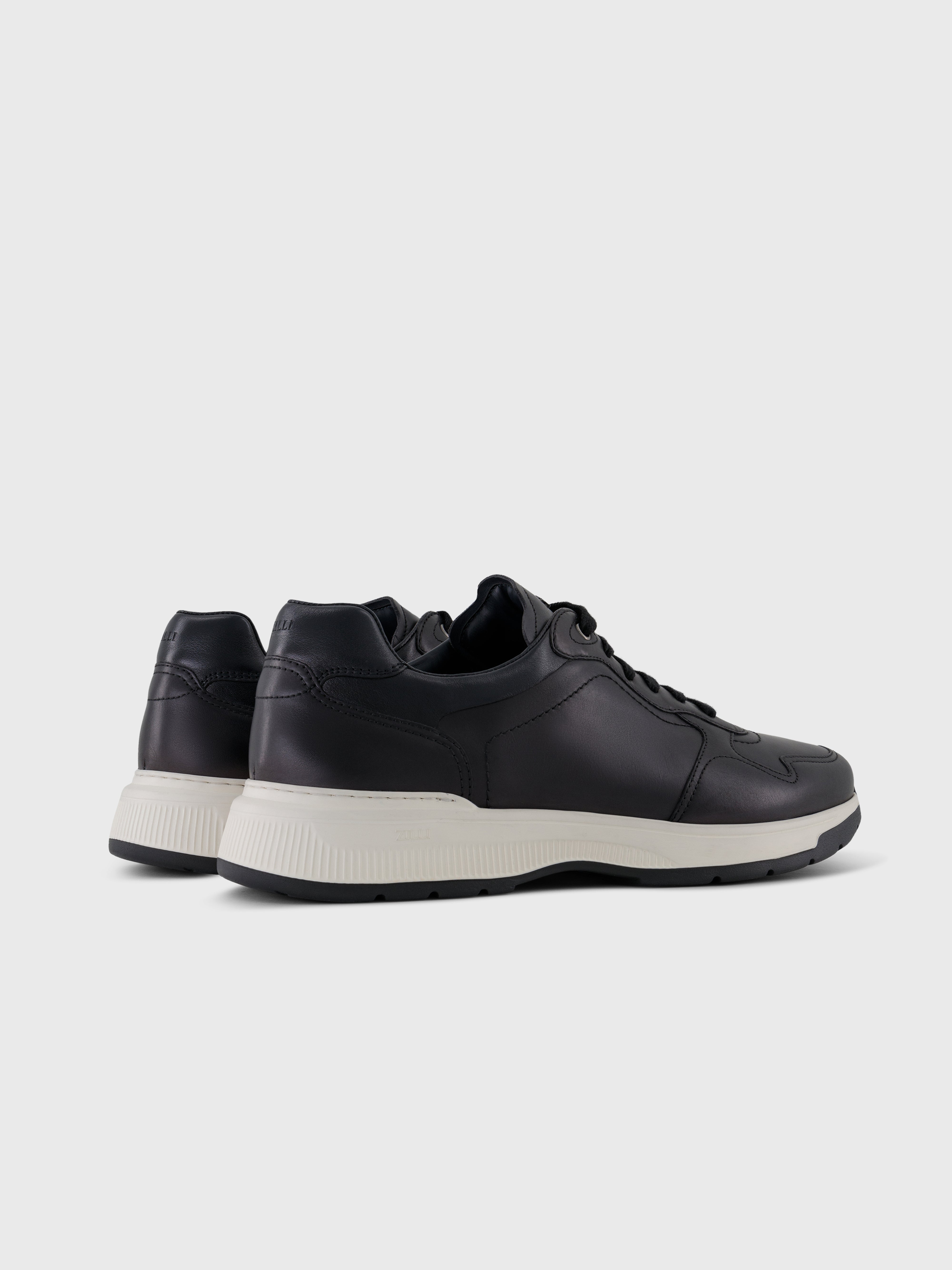 Calfskin Low-Top Sneakers - Black/Dark Navy