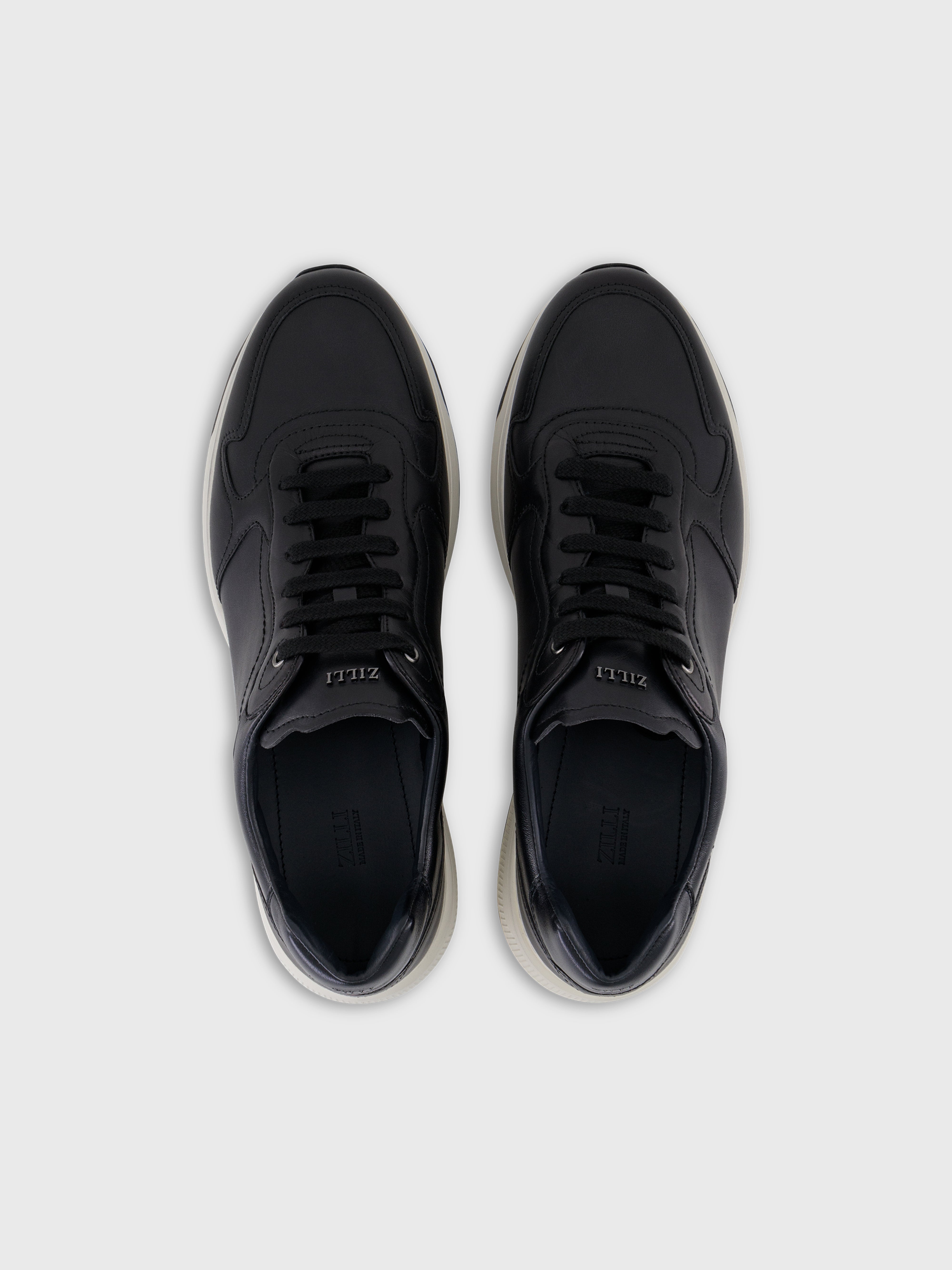 Calfskin Low-Top Sneakers - Black/Dark Navy