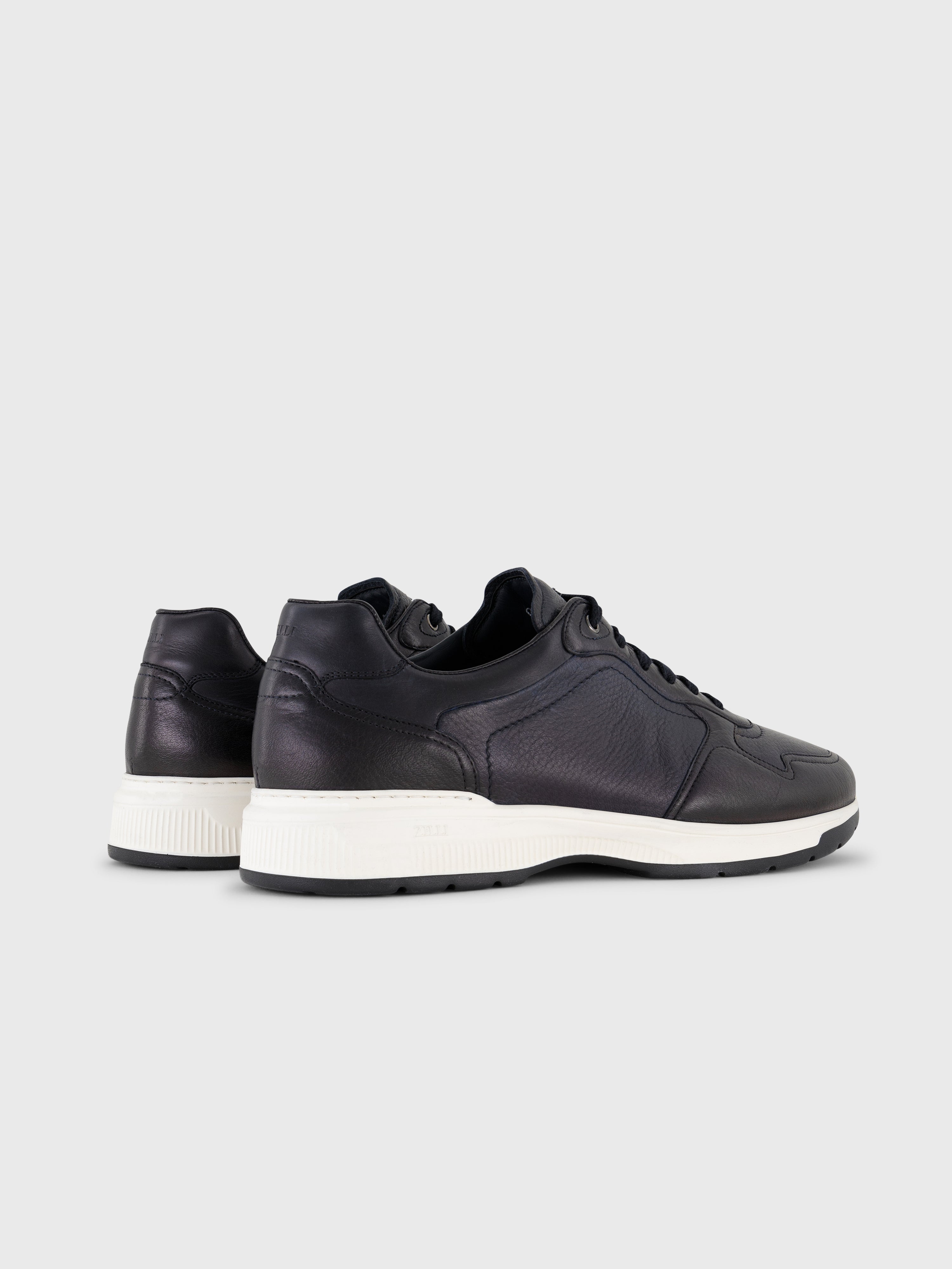 Deerskin and Calfskin Lace-Up Sneakers Dark Navy