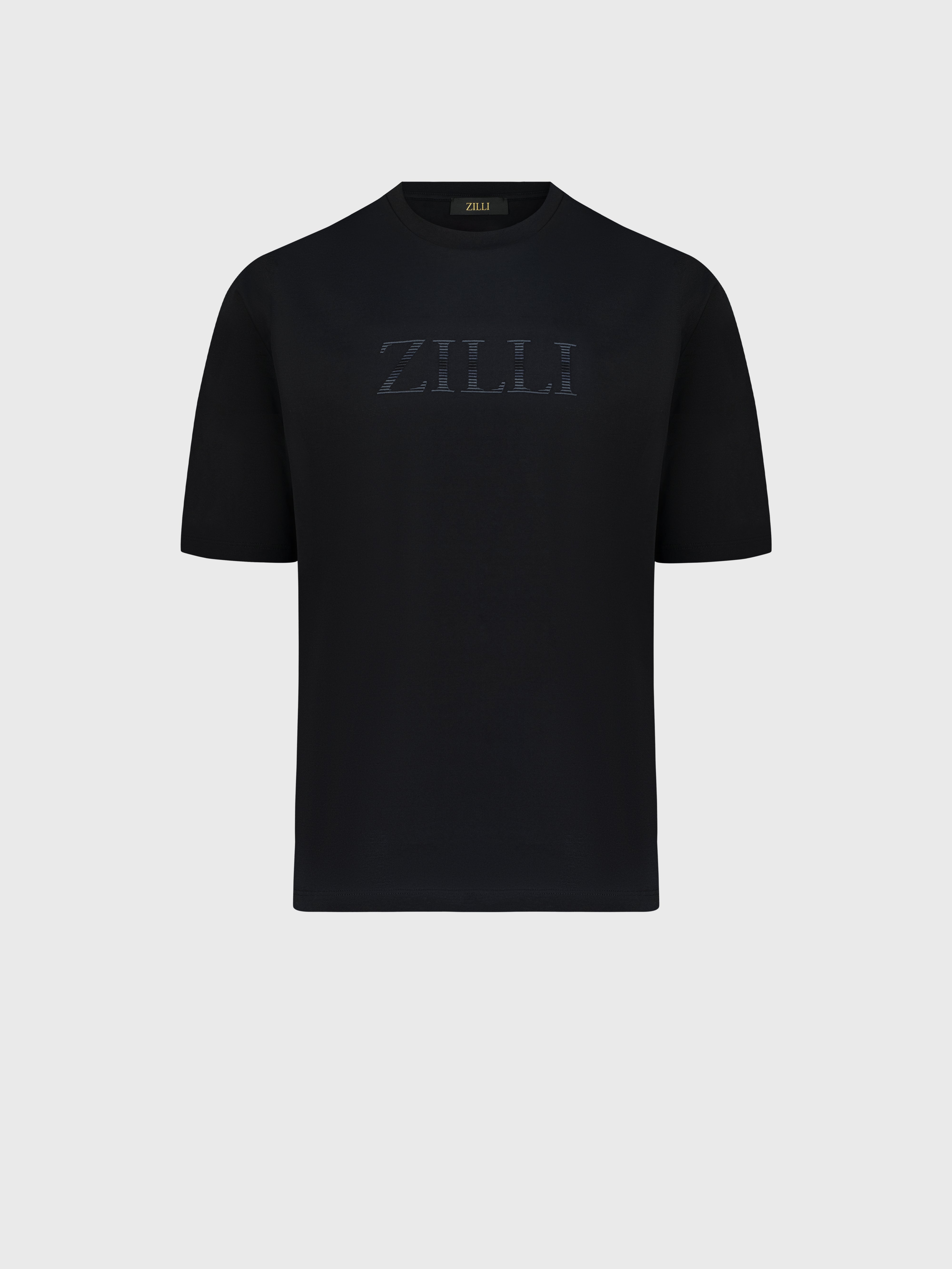 T-Shirt with Gradient Zilli Shade Embroidery Black