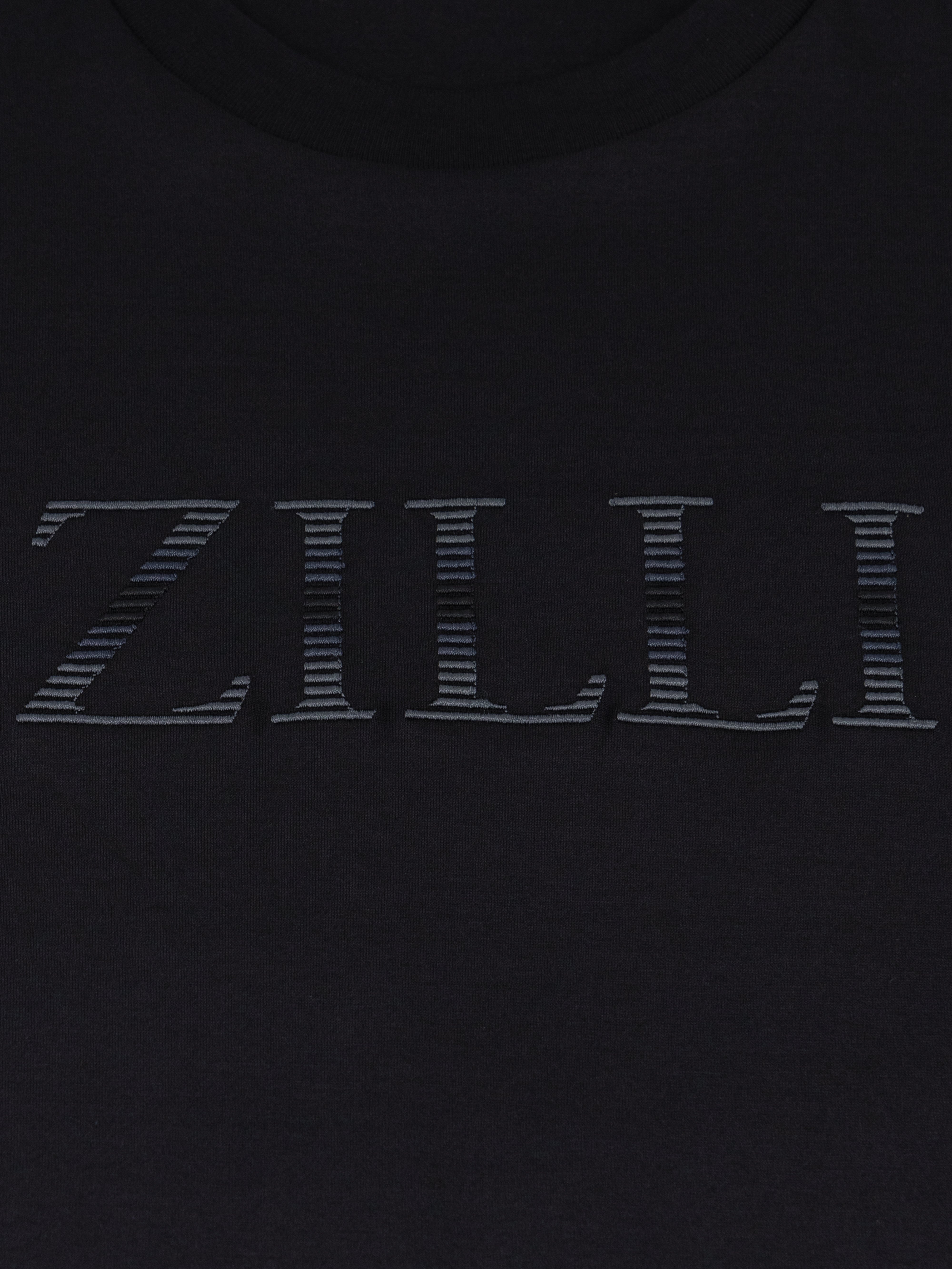 T-Shirt with Gradient Zilli Shade Embroidery Black