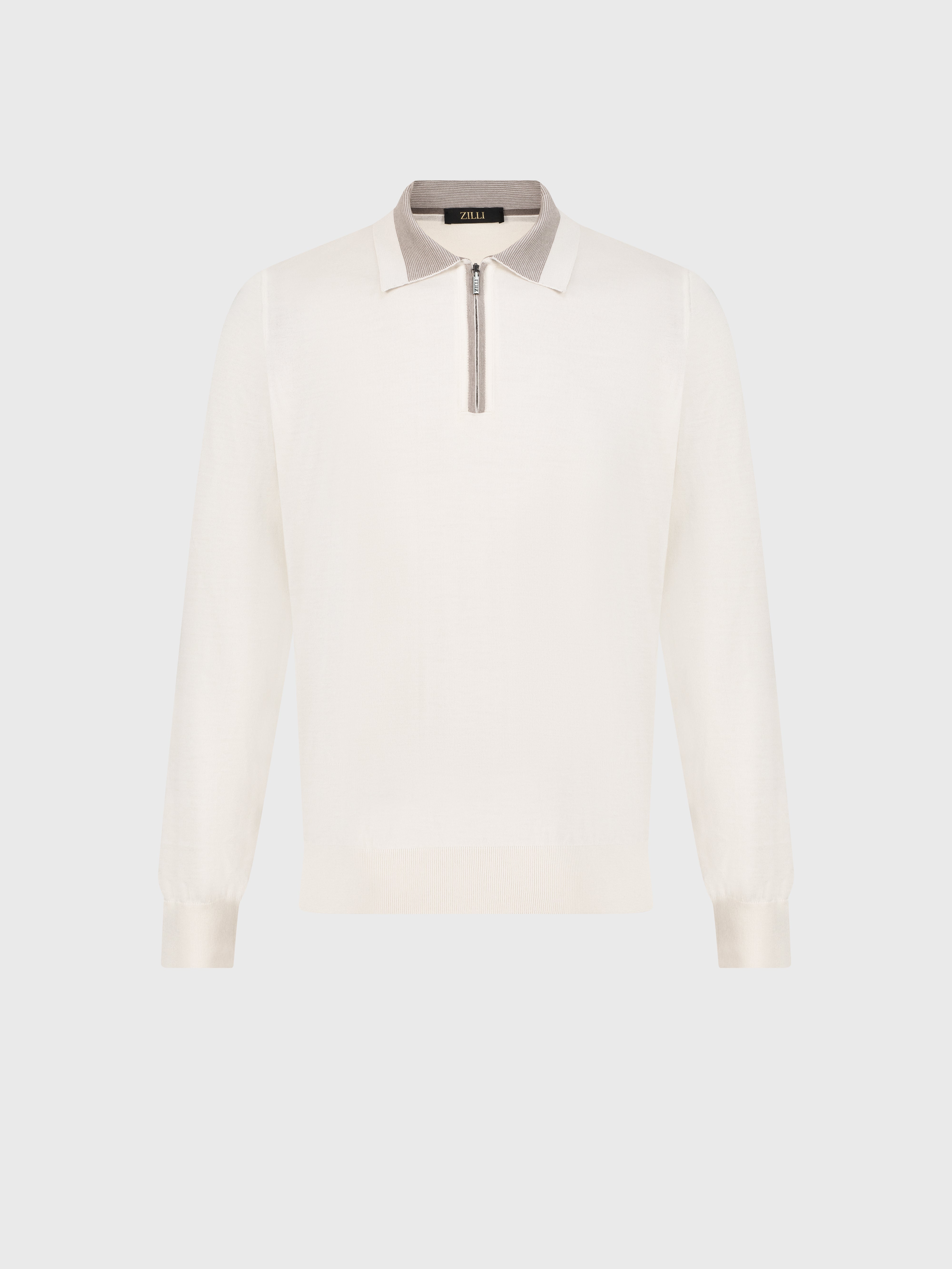 Zipped Polo Shirt White