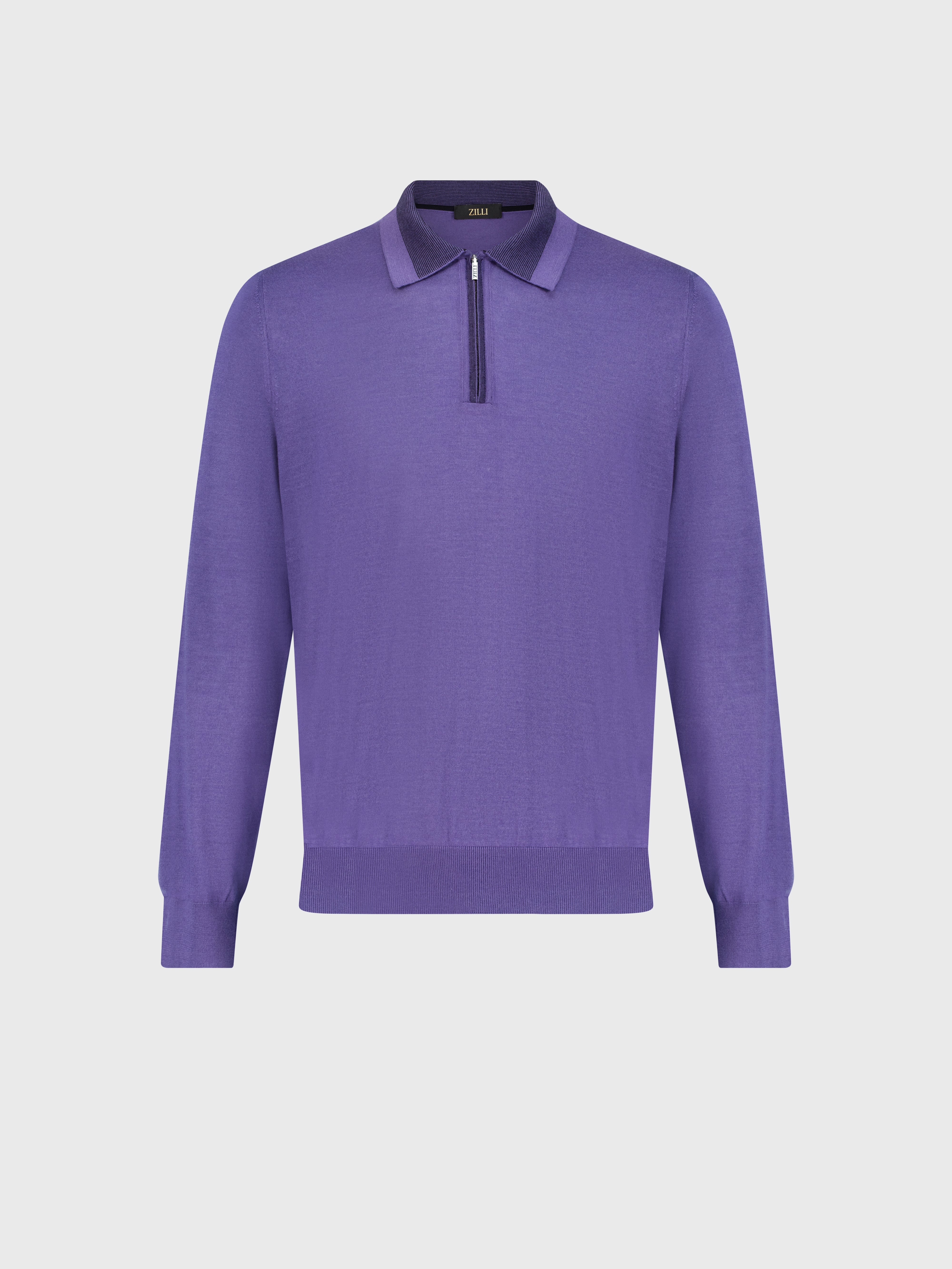 Zipped Polo Shirt Smoke Violet