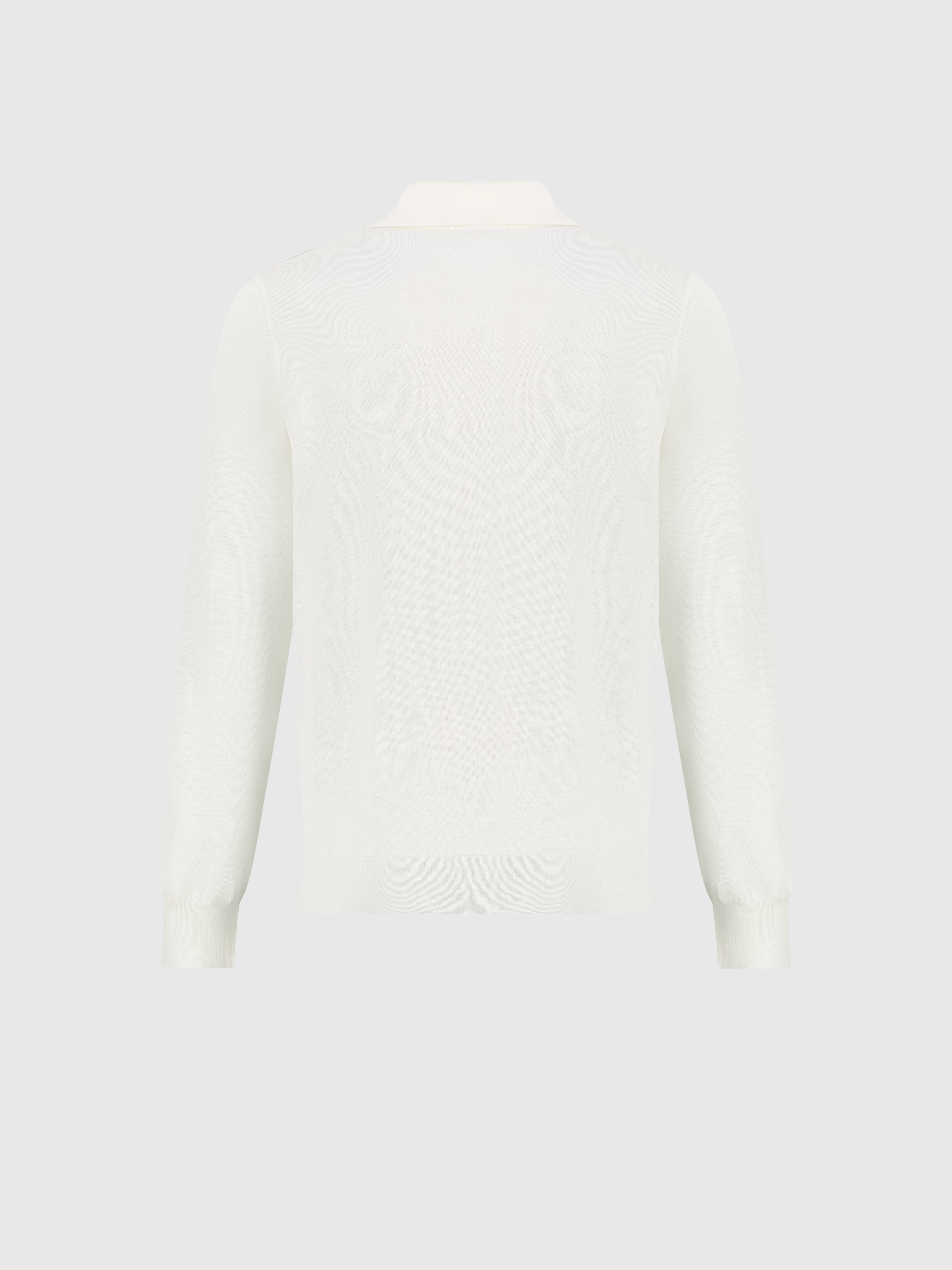 Cashmere and Silk Zipped Polo White