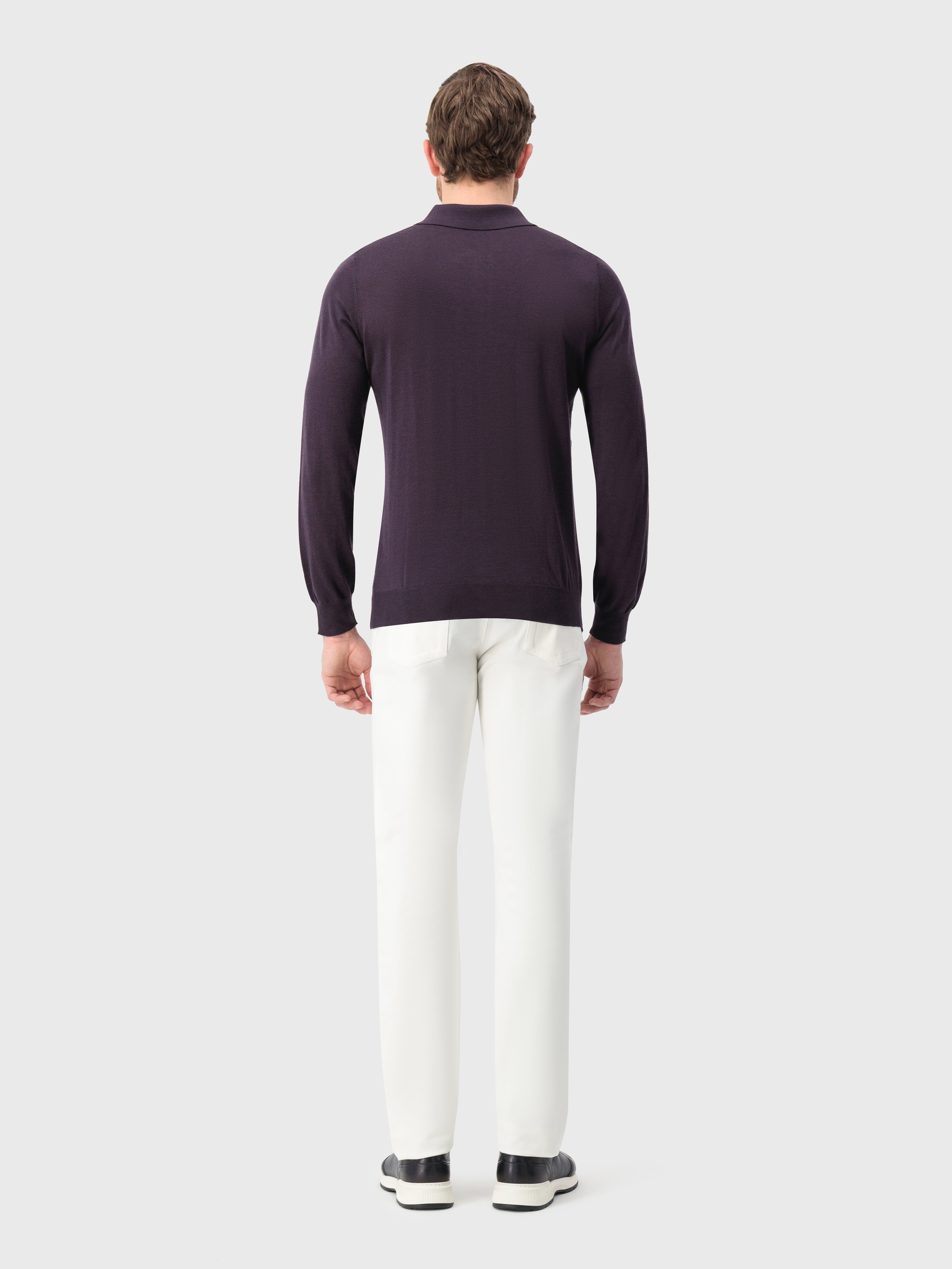 Cashmere and Silk Zipped Polo Aubergine