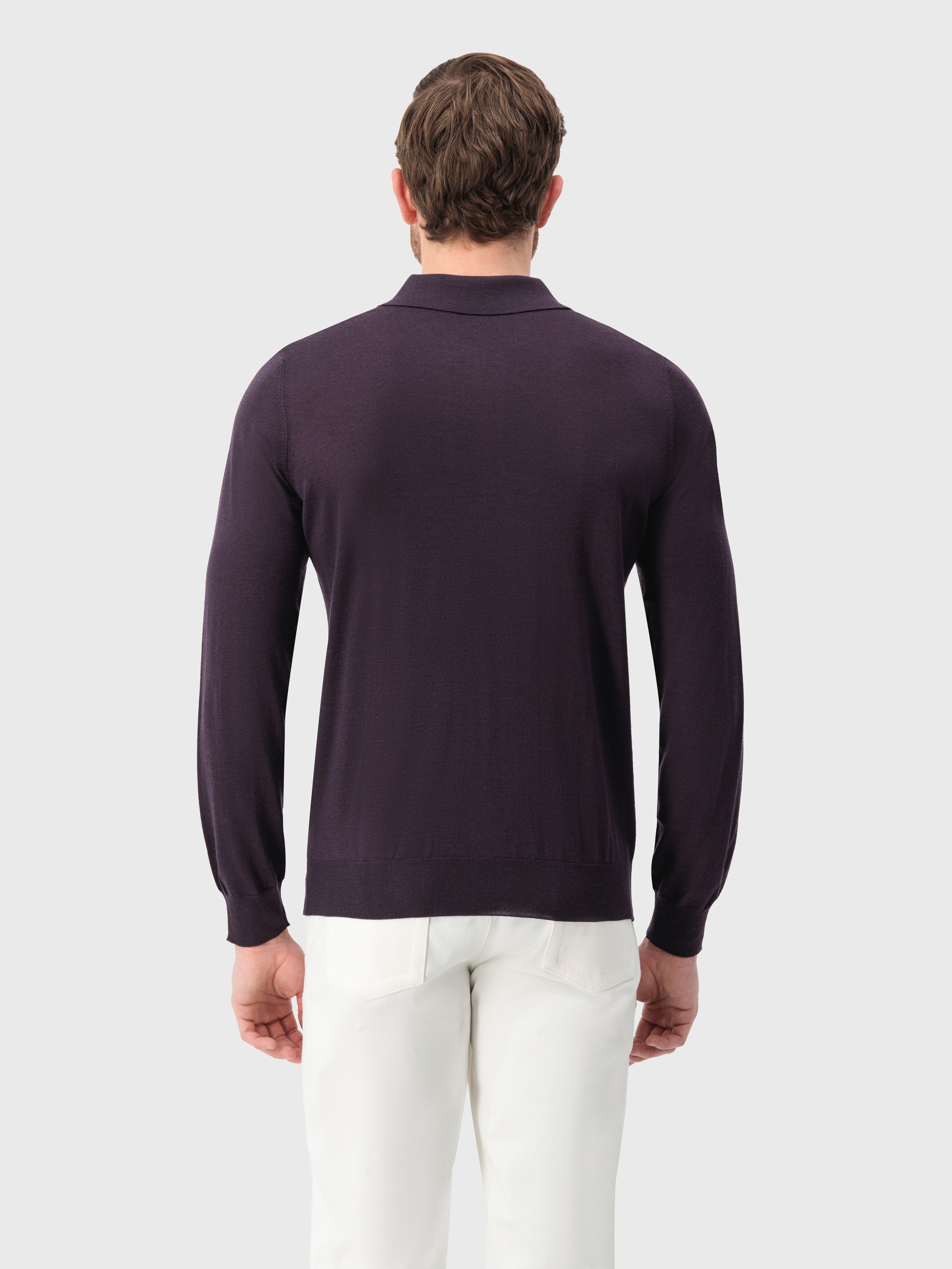 Cashmere and Silk Zipped Polo Aubergine