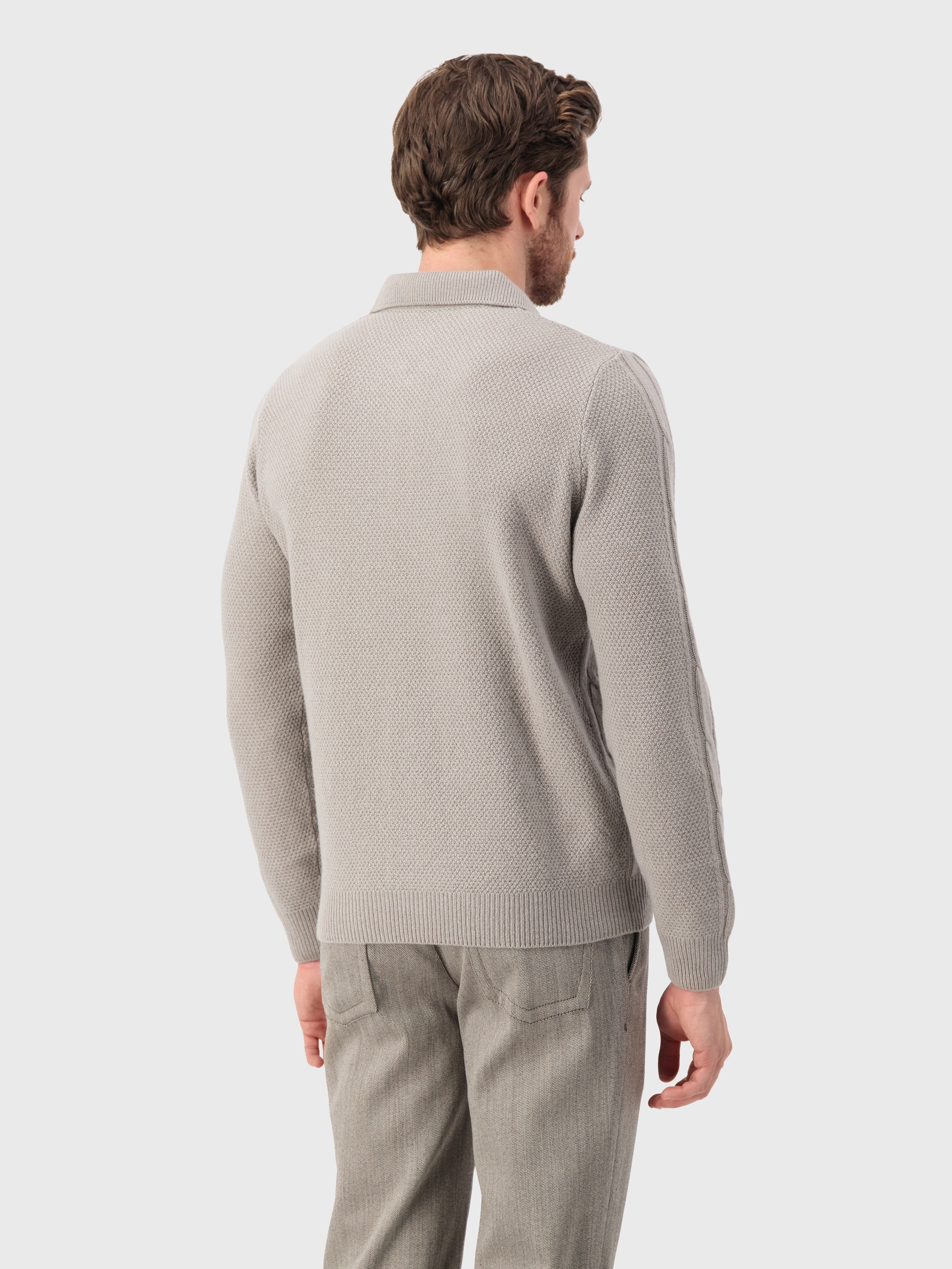 Polo with Cable Knit Pattern Stone