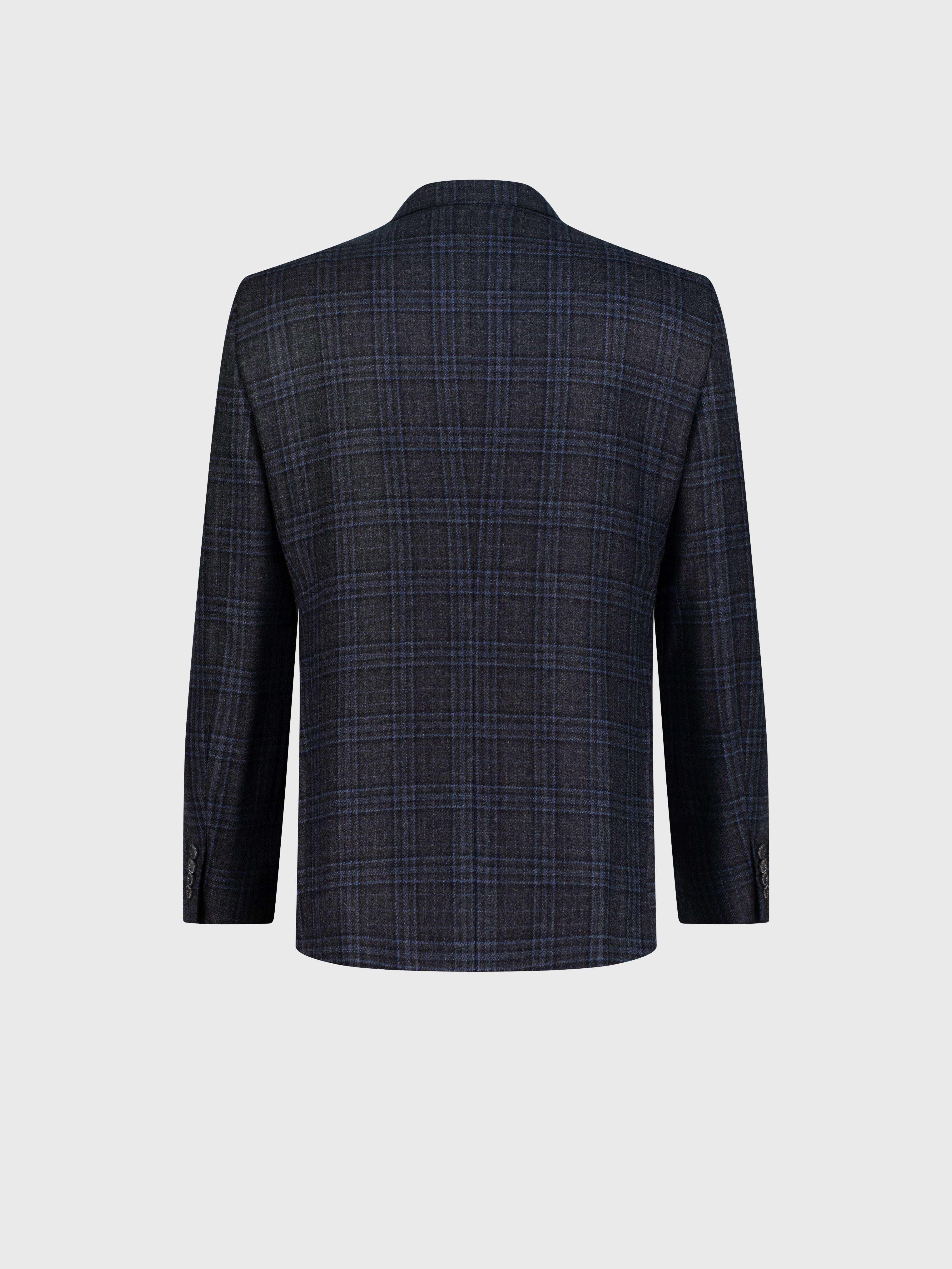 Formal Check Jacket in Cashmere Dark Charcoal