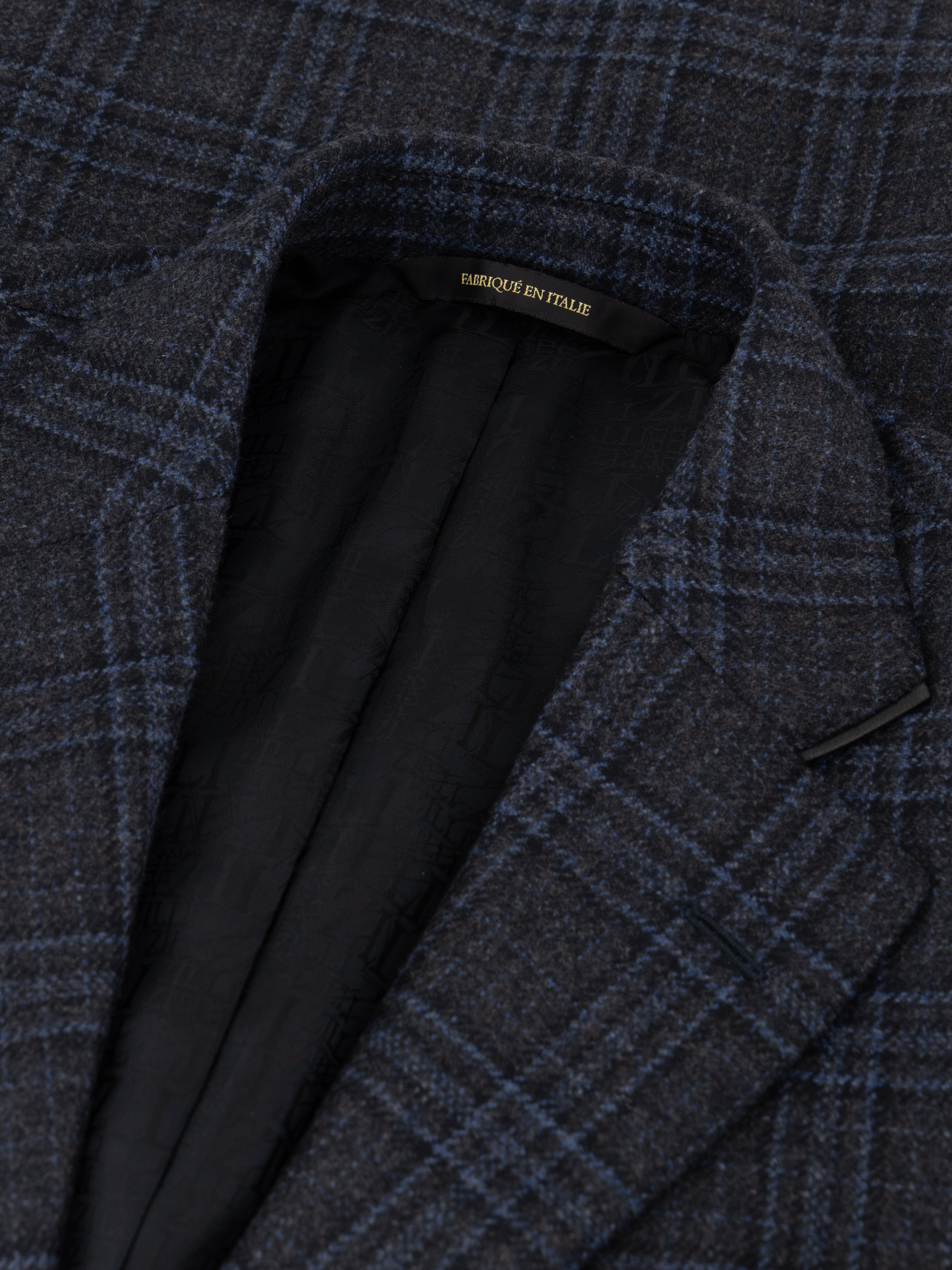 Formal Check Jacket in Cashmere Dark Charcoal