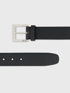 Calfskin Belt with Engraved Square Buckle Black