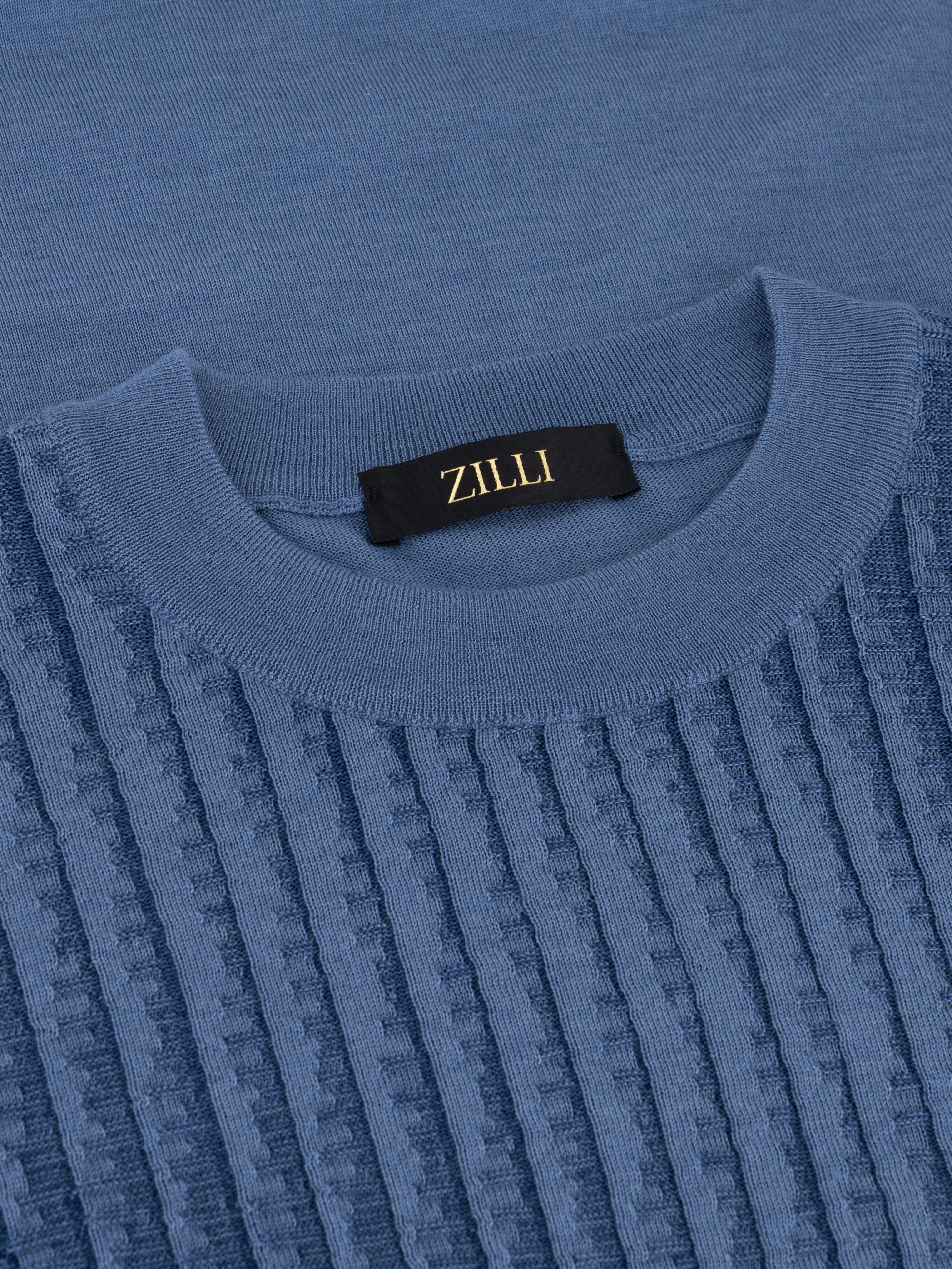 Cashmere and Silk Crew Neck Sweater Smoke Avio