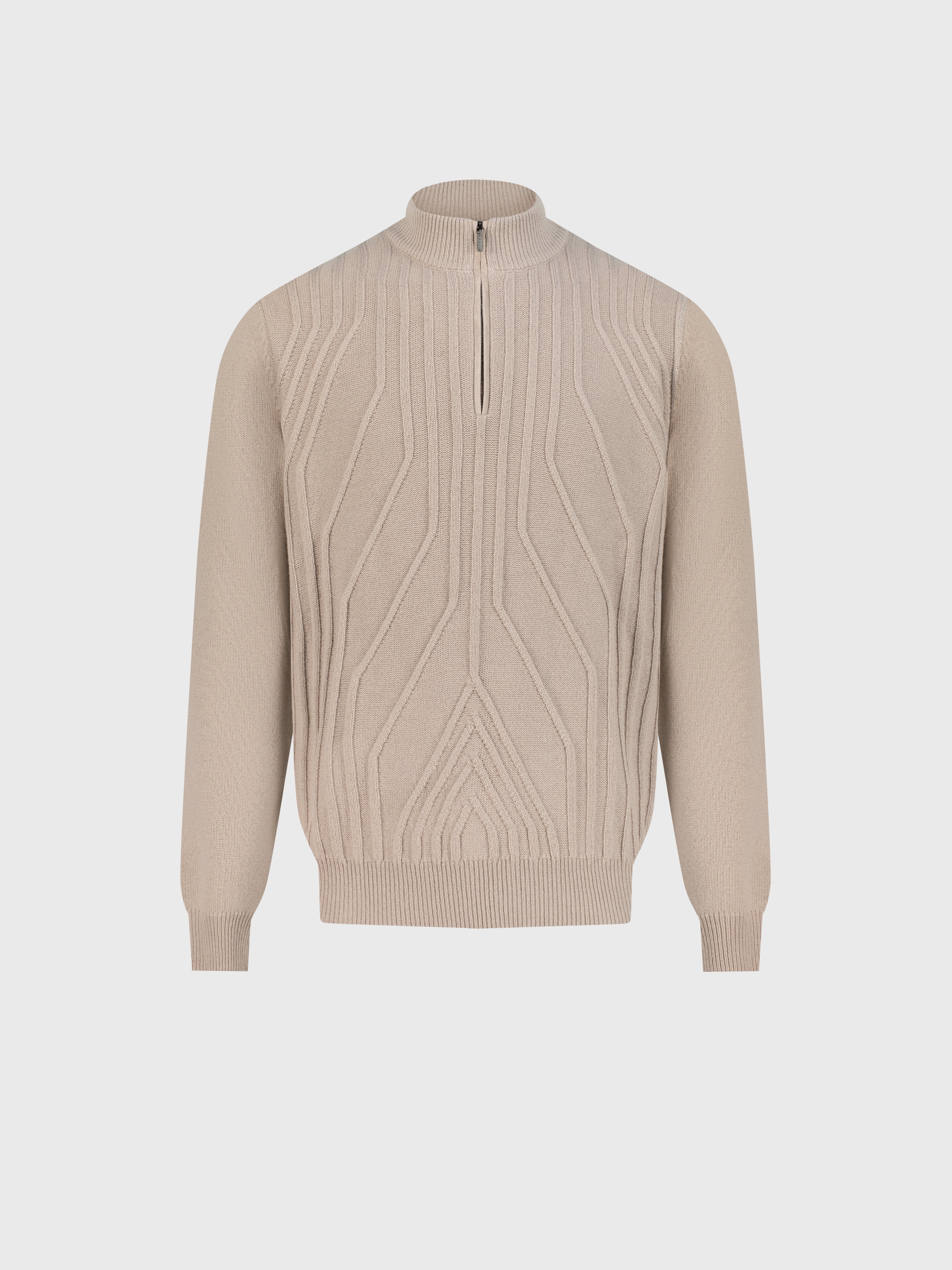 Half-Zip Mock Neck Cashmere Sweater Stone