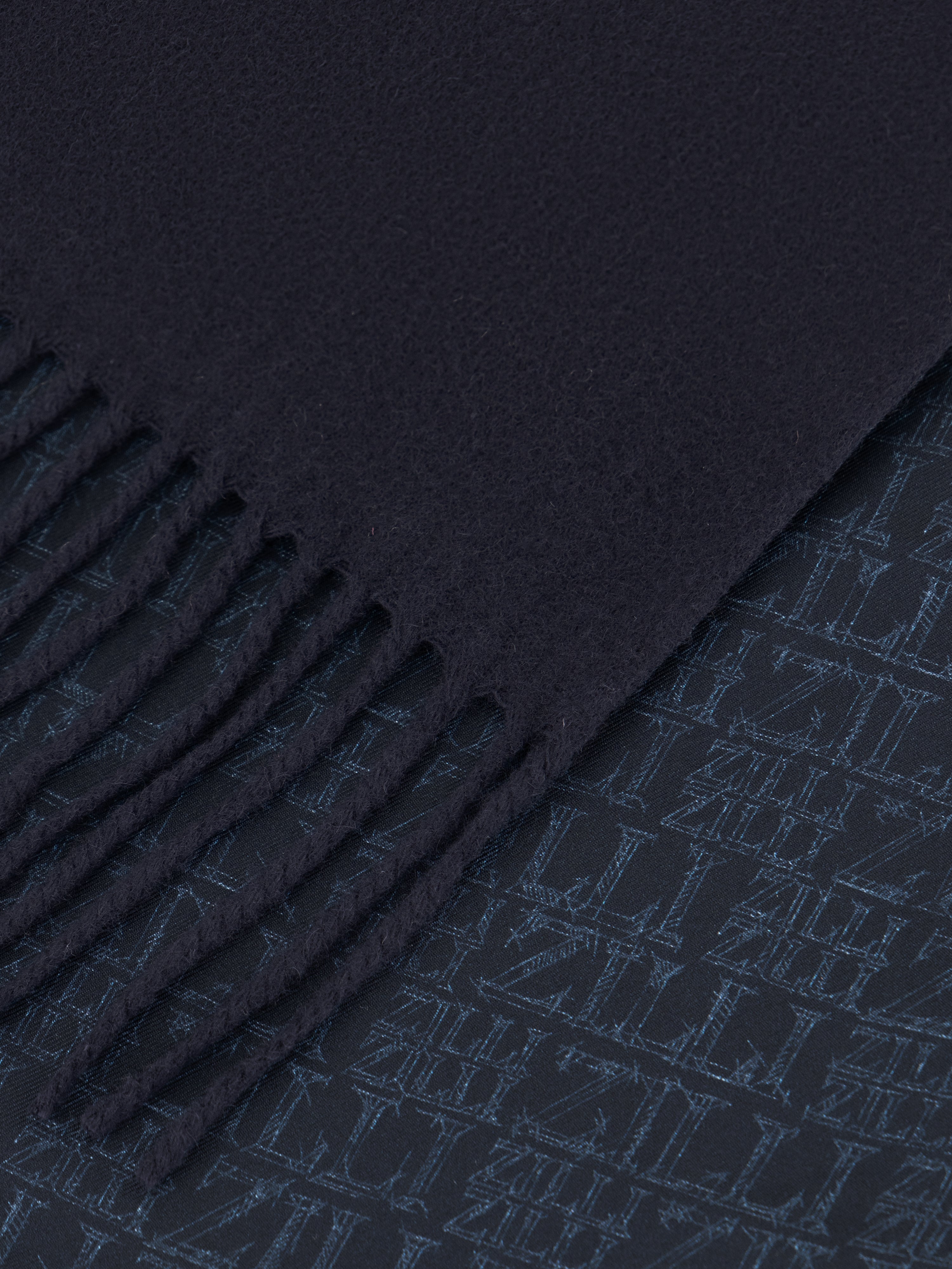 Cashmere and Silk Scarf with Zilli Pattern Dark Navy