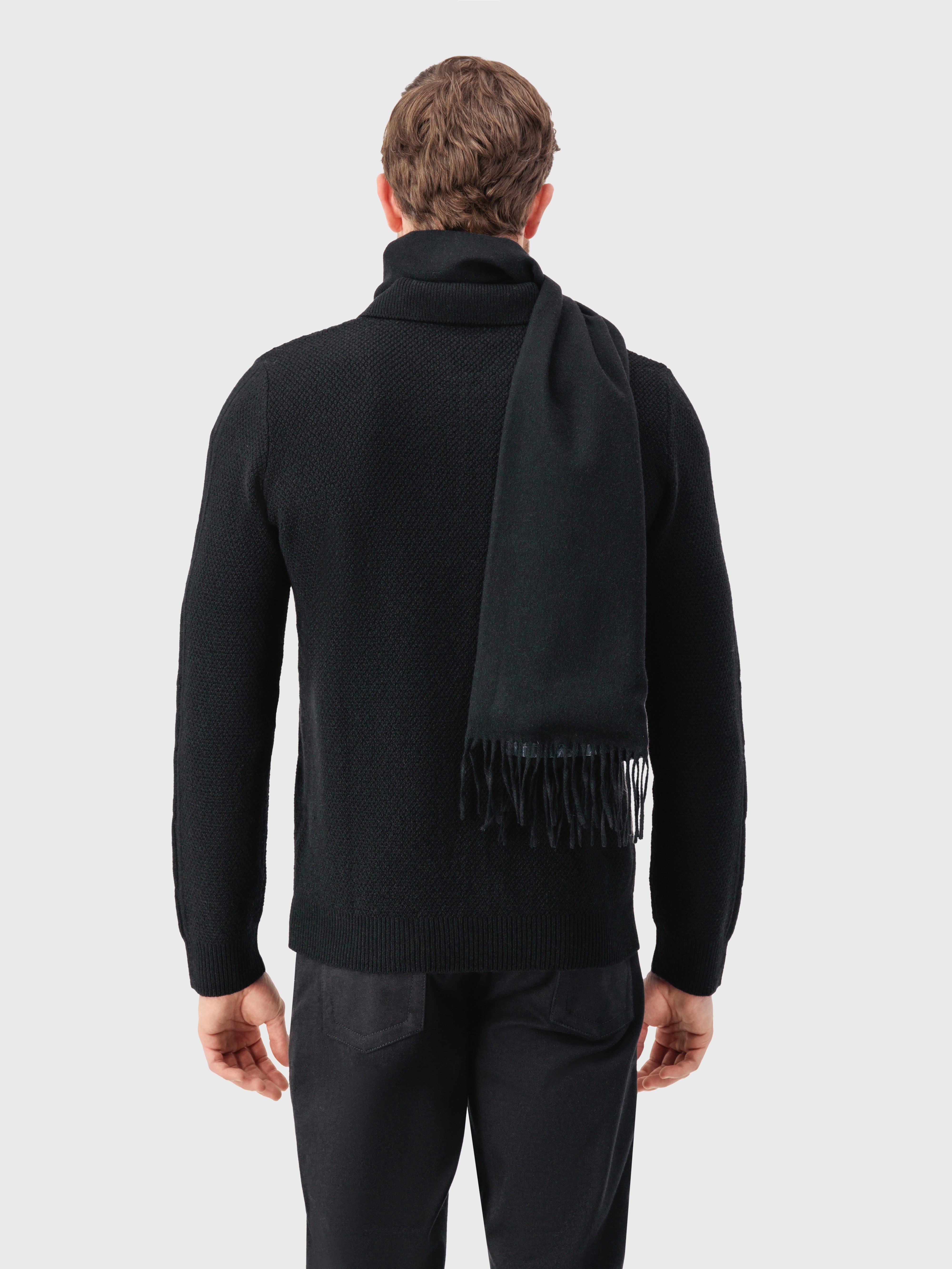 Polo with Cable Knit Pattern Black