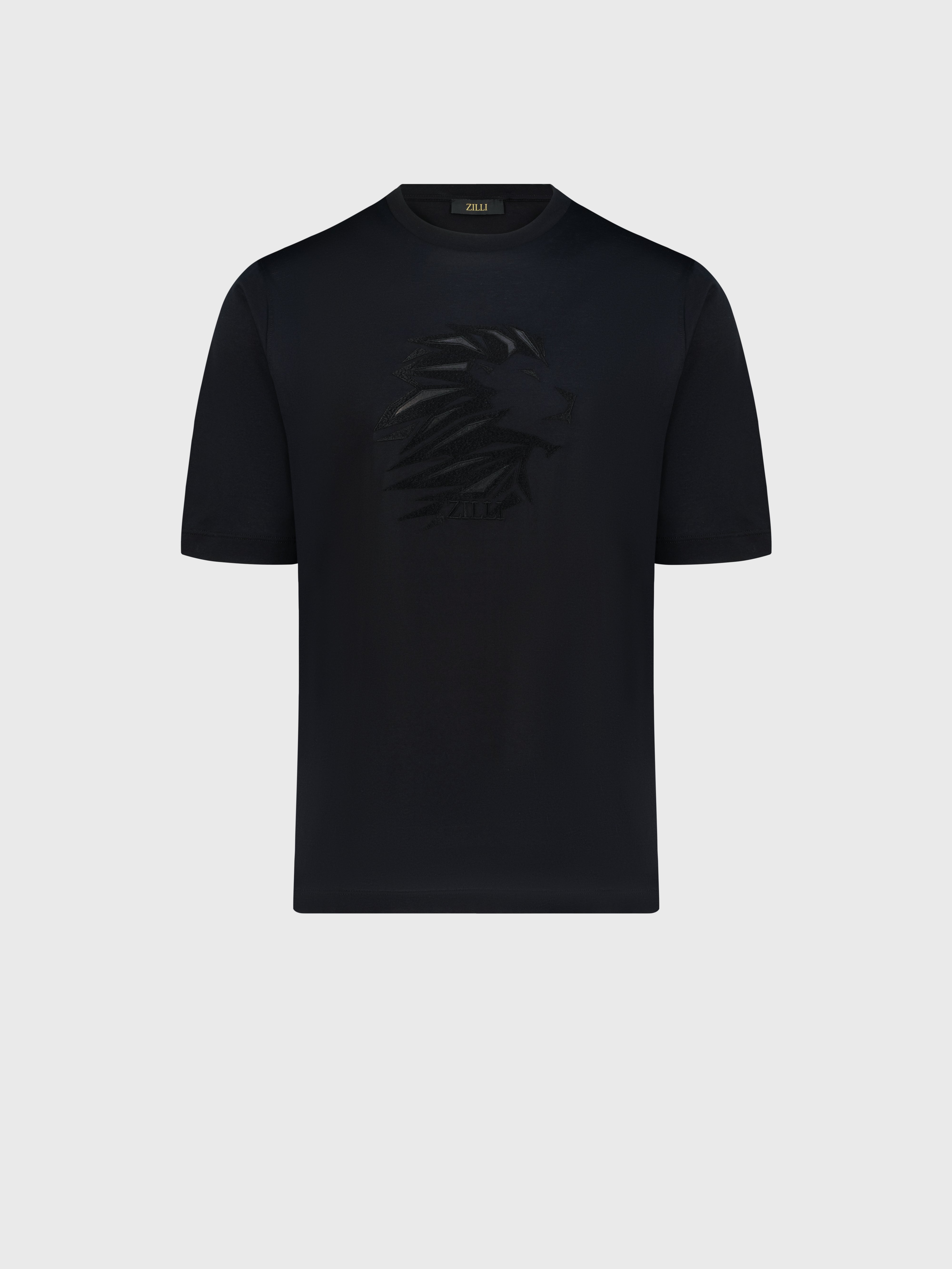 T-Shirt with Head of Lion Black